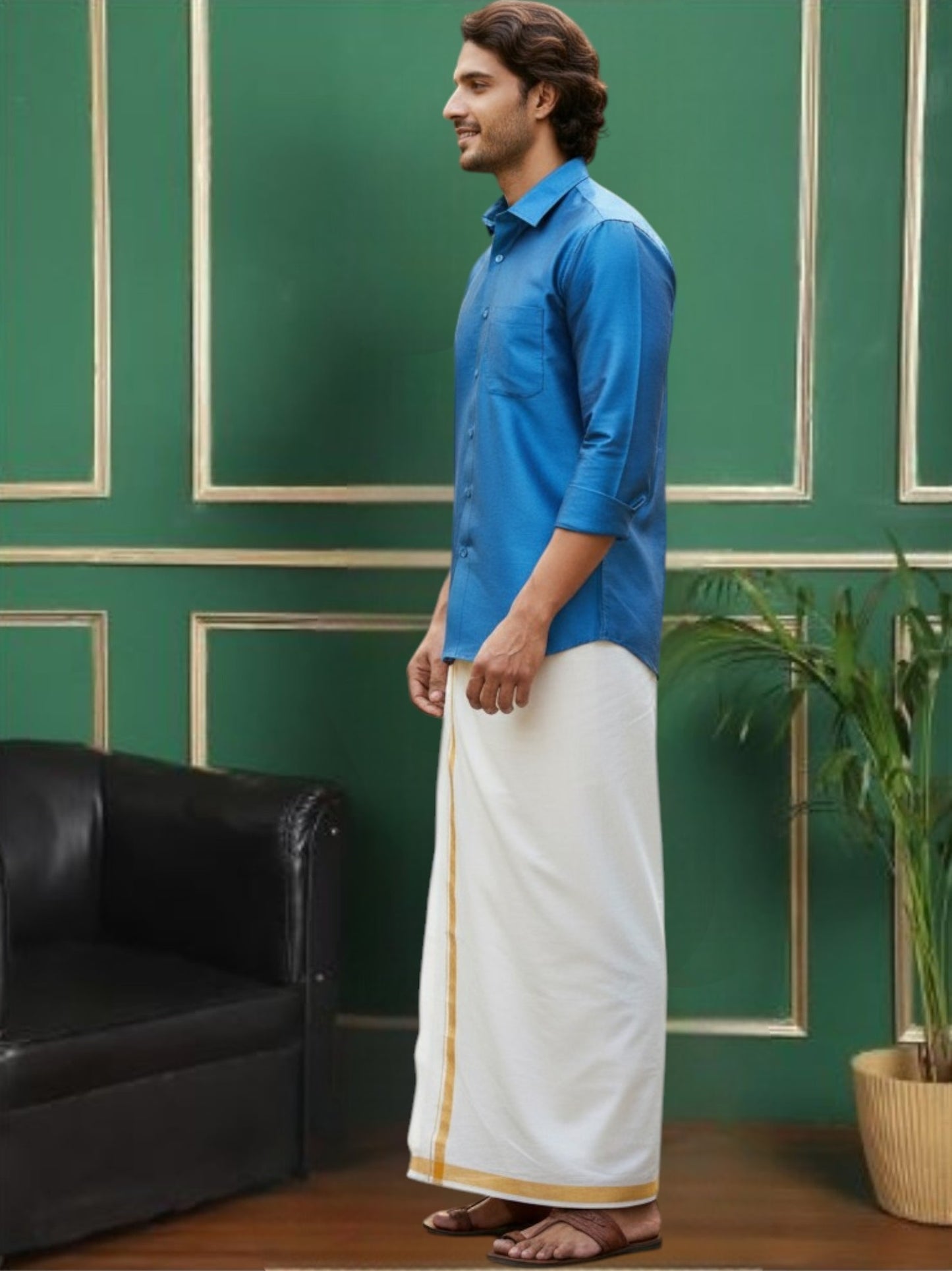 Tattva Mens Deep Blue Solid Shirt