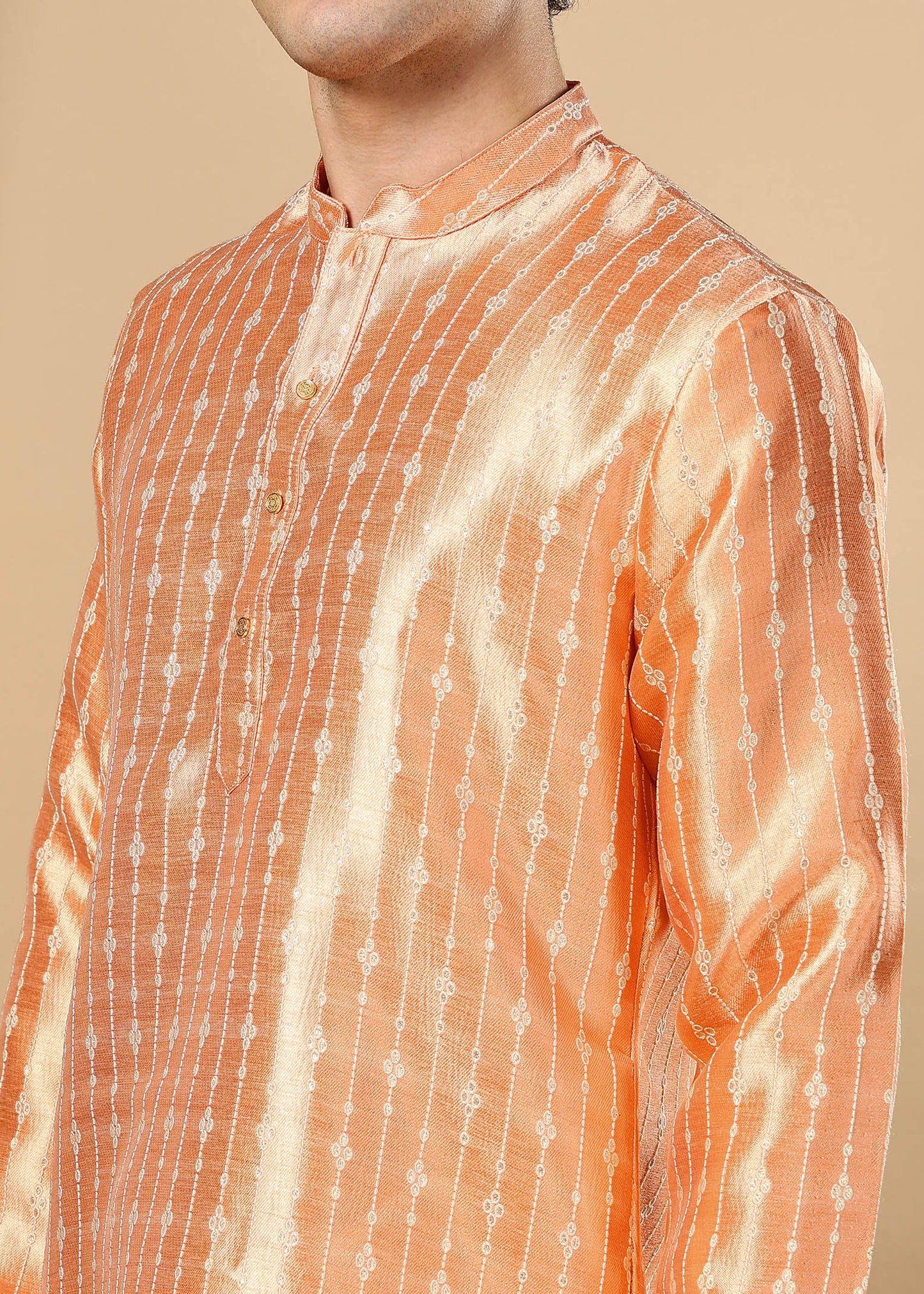 Tattva Orange Printed Short Kurta