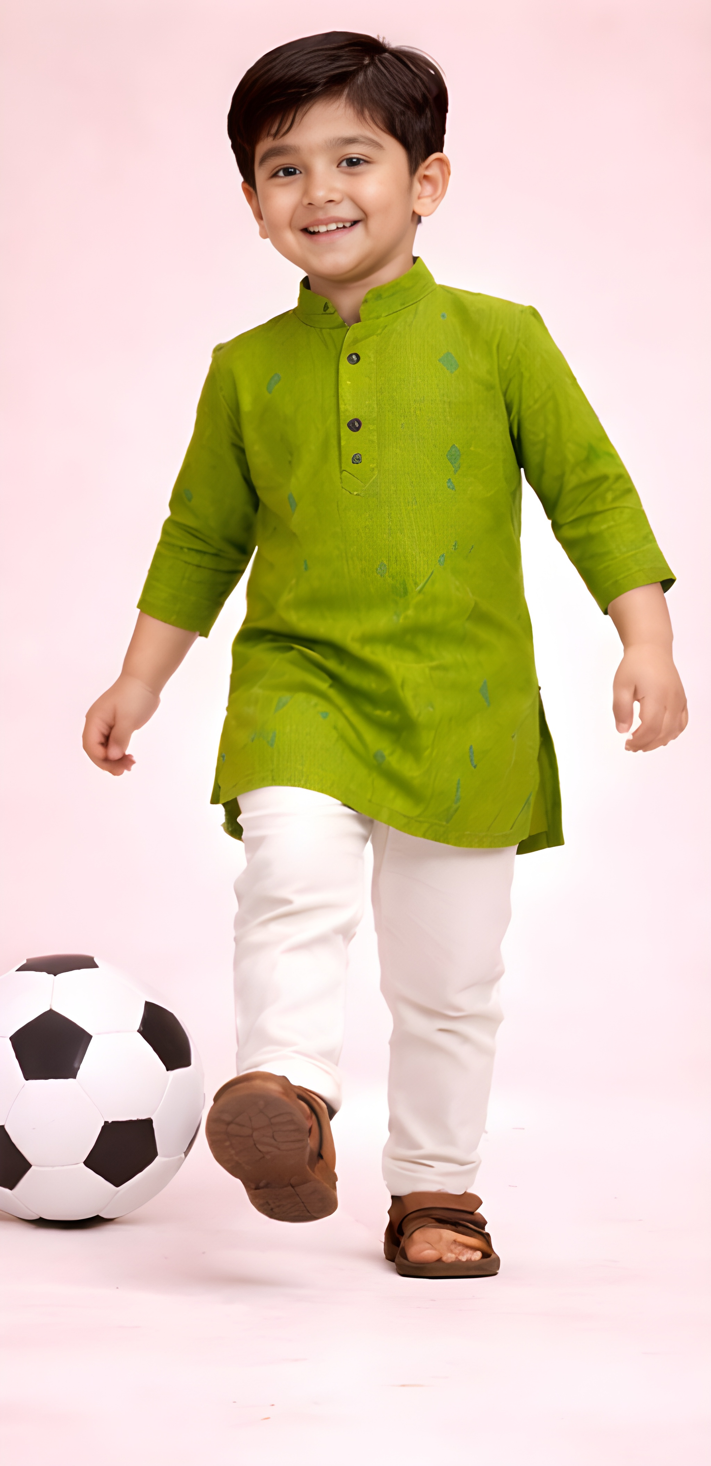 TATTVA Boys Ethnic Kurta with Ikat Woven Motif & Mandarin Collar