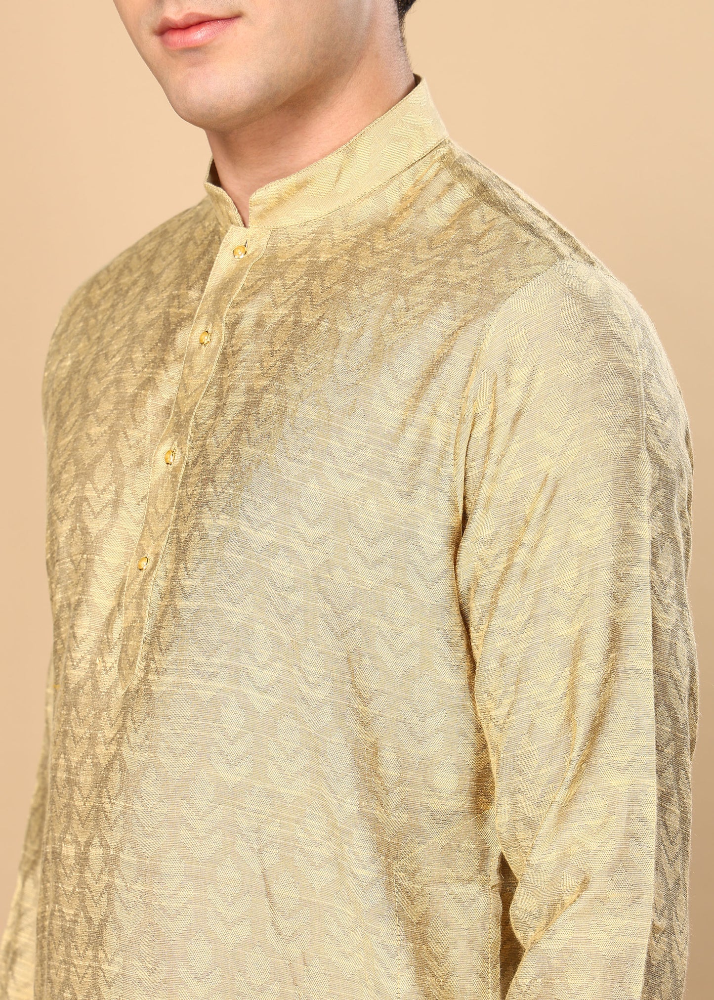 Tattva Beige Self Design Short Kurta