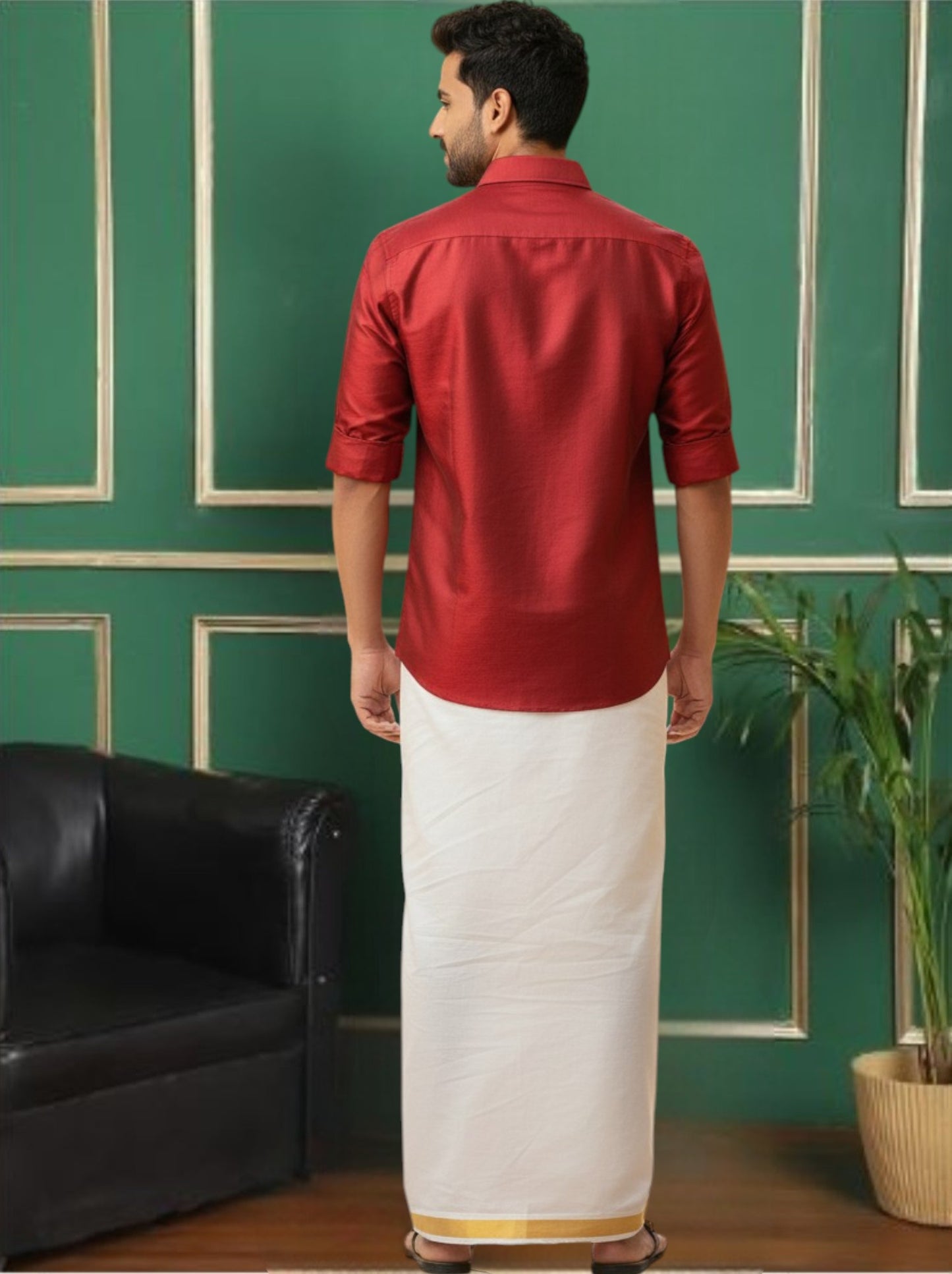 Tattva Mens Maroon Solid Shirt