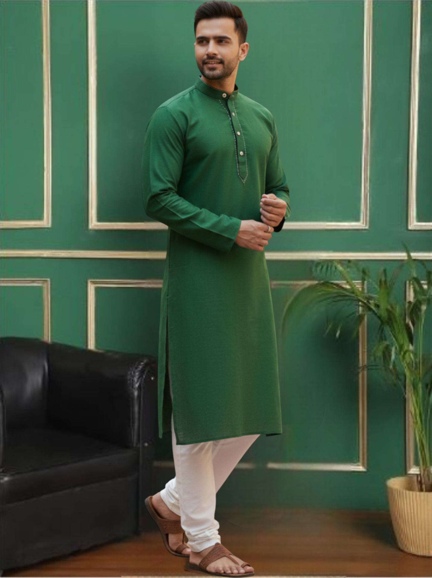 Tattva Men Solid Opaque Cotton Kurta Pyjama Set