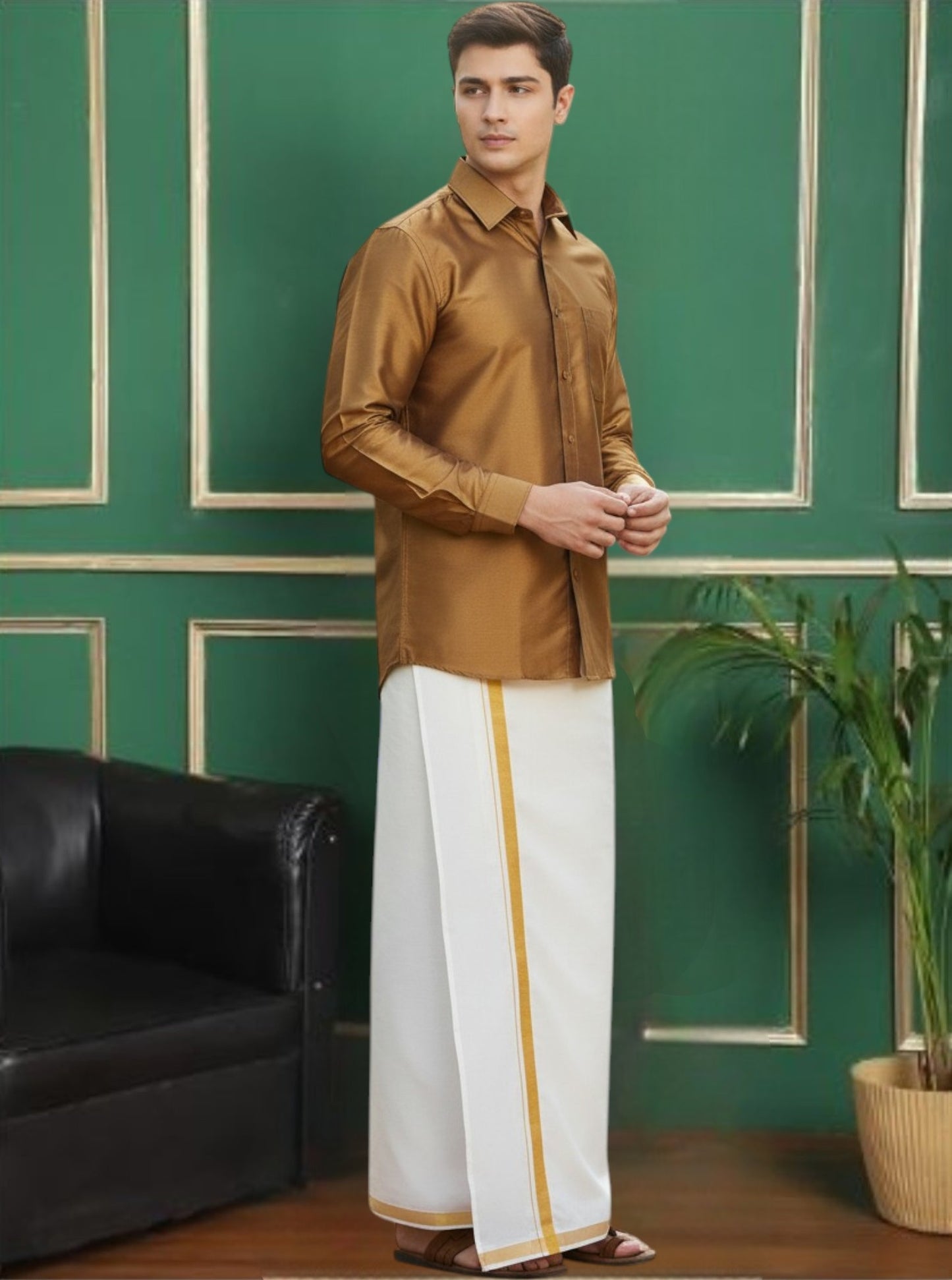 Tattva Men Solid Cut Away Collar Casual Shirt