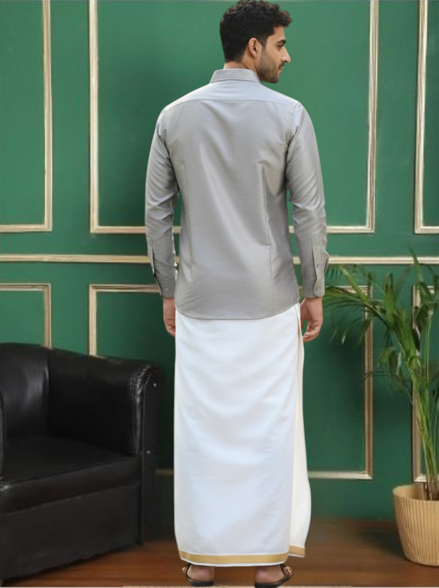 Tattva Mens Silver Colour Solid Shirt