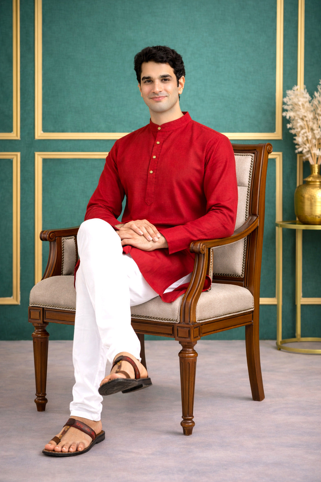 Tattva Men Premium Cotton Solid Straight Kurta