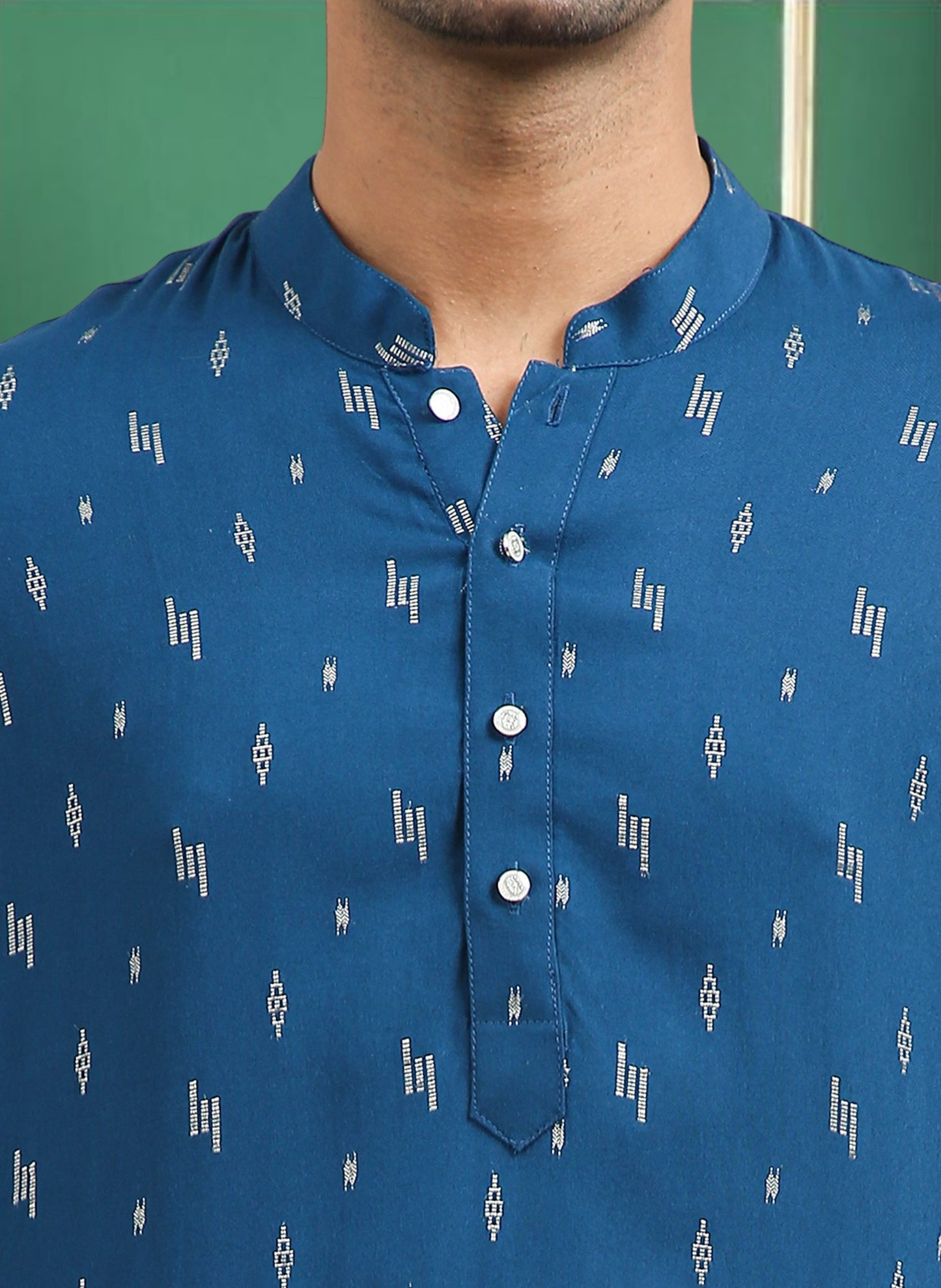 Tattva Blue Toned Printed Cotton Short Kurta