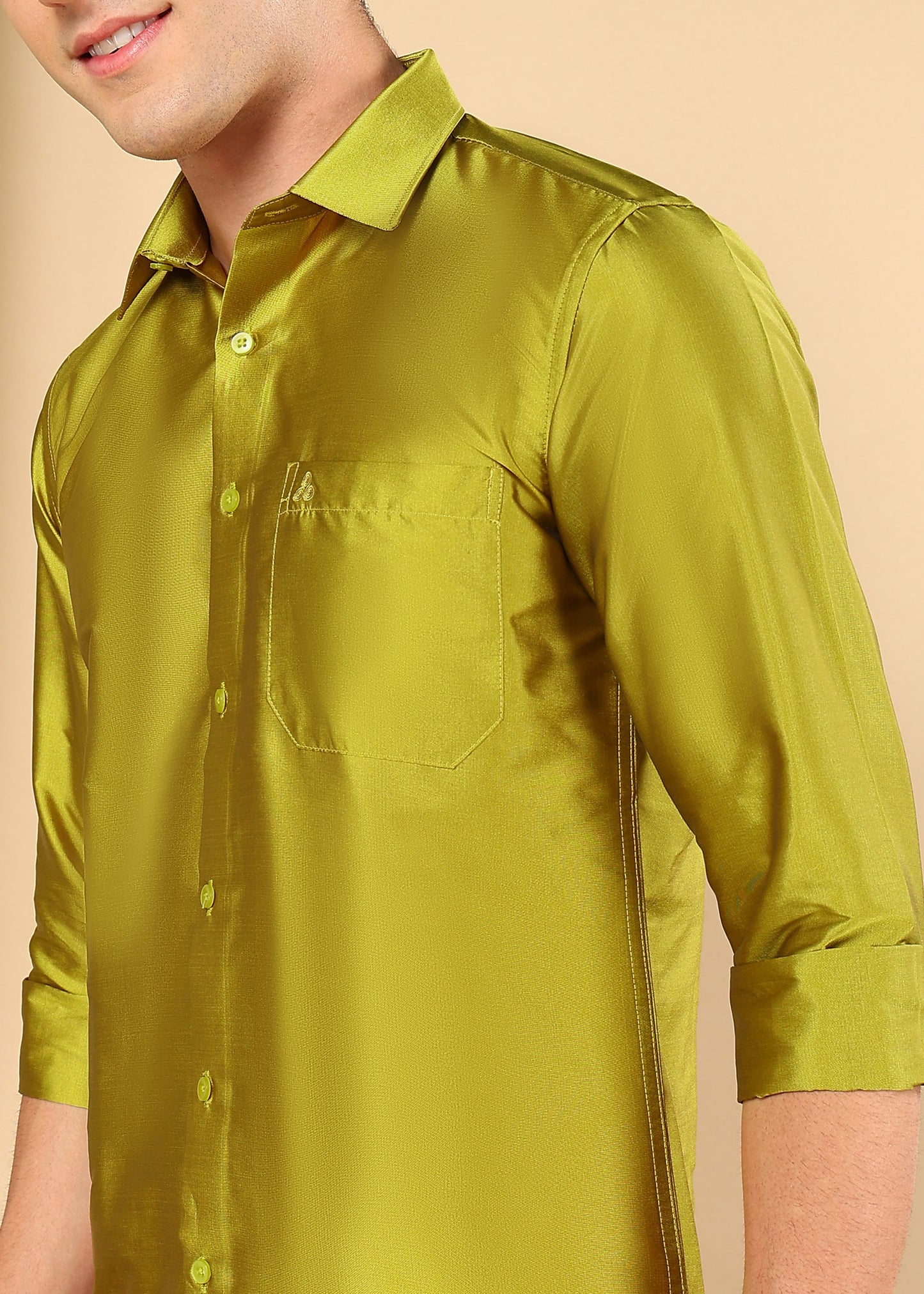 Tattva Men Olive Green Solid Opaque Shirt