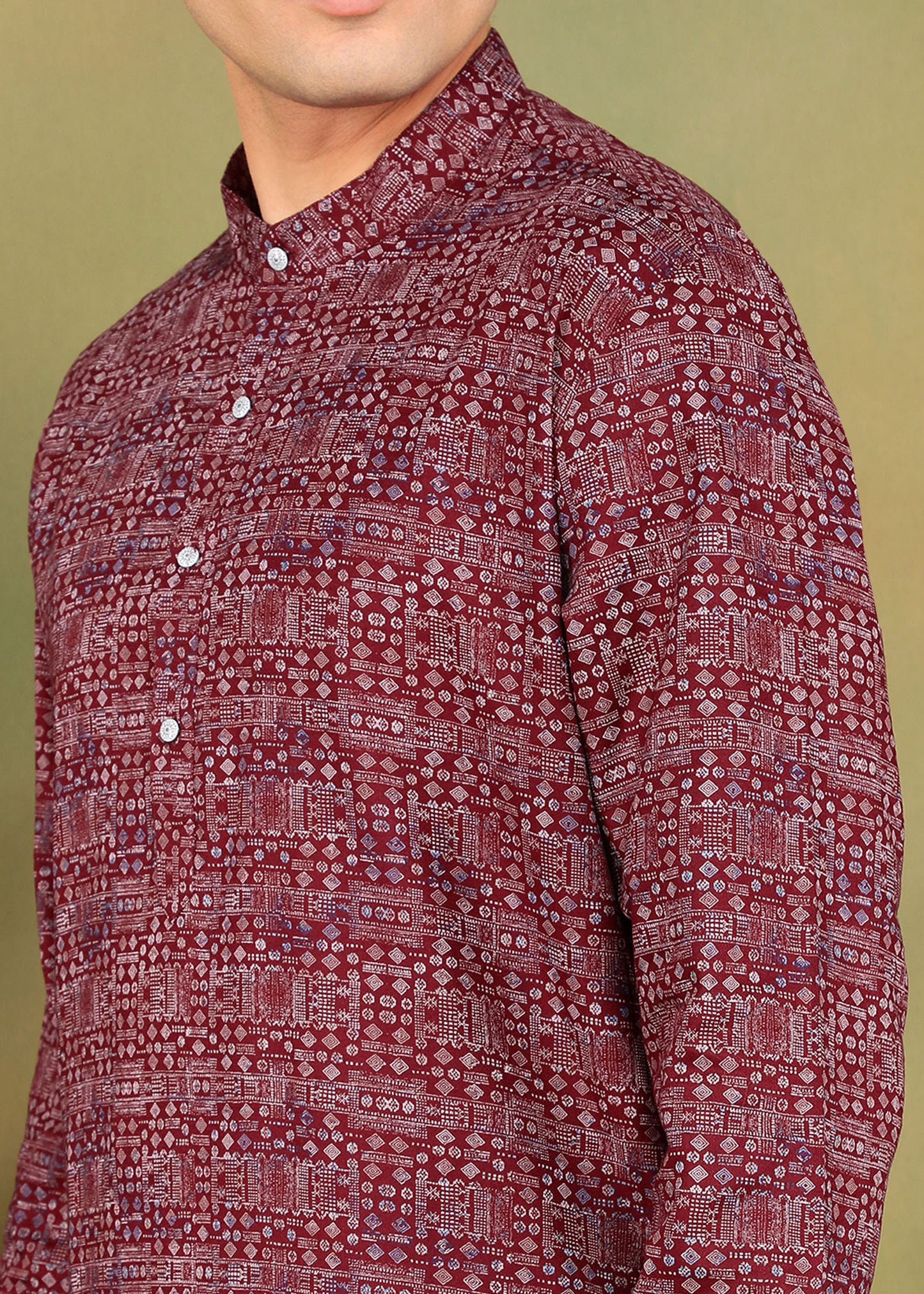 Tattva Men Maroon Long Kurta