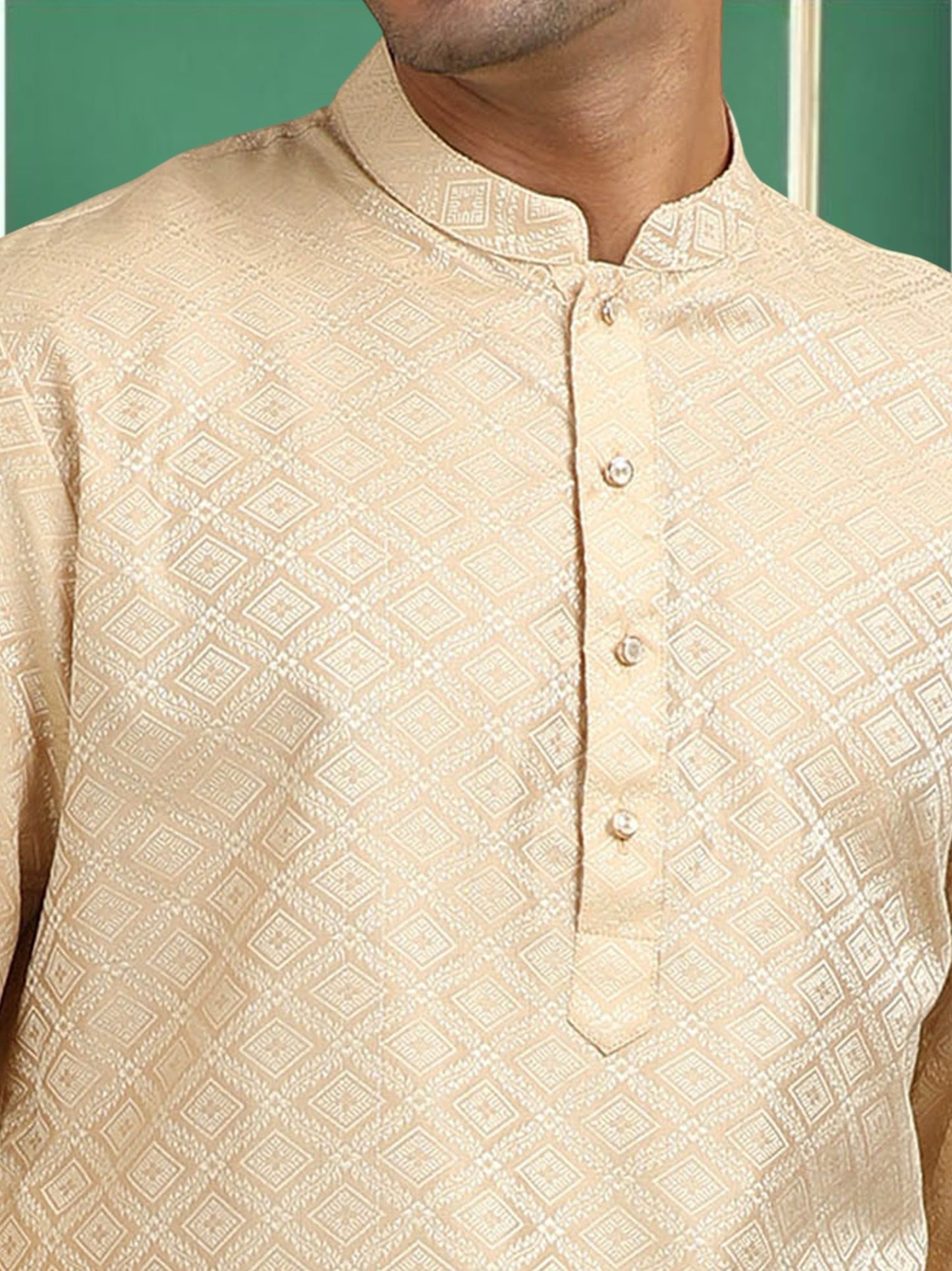 Tattva Bronze Toned Jacquard Short Kurta