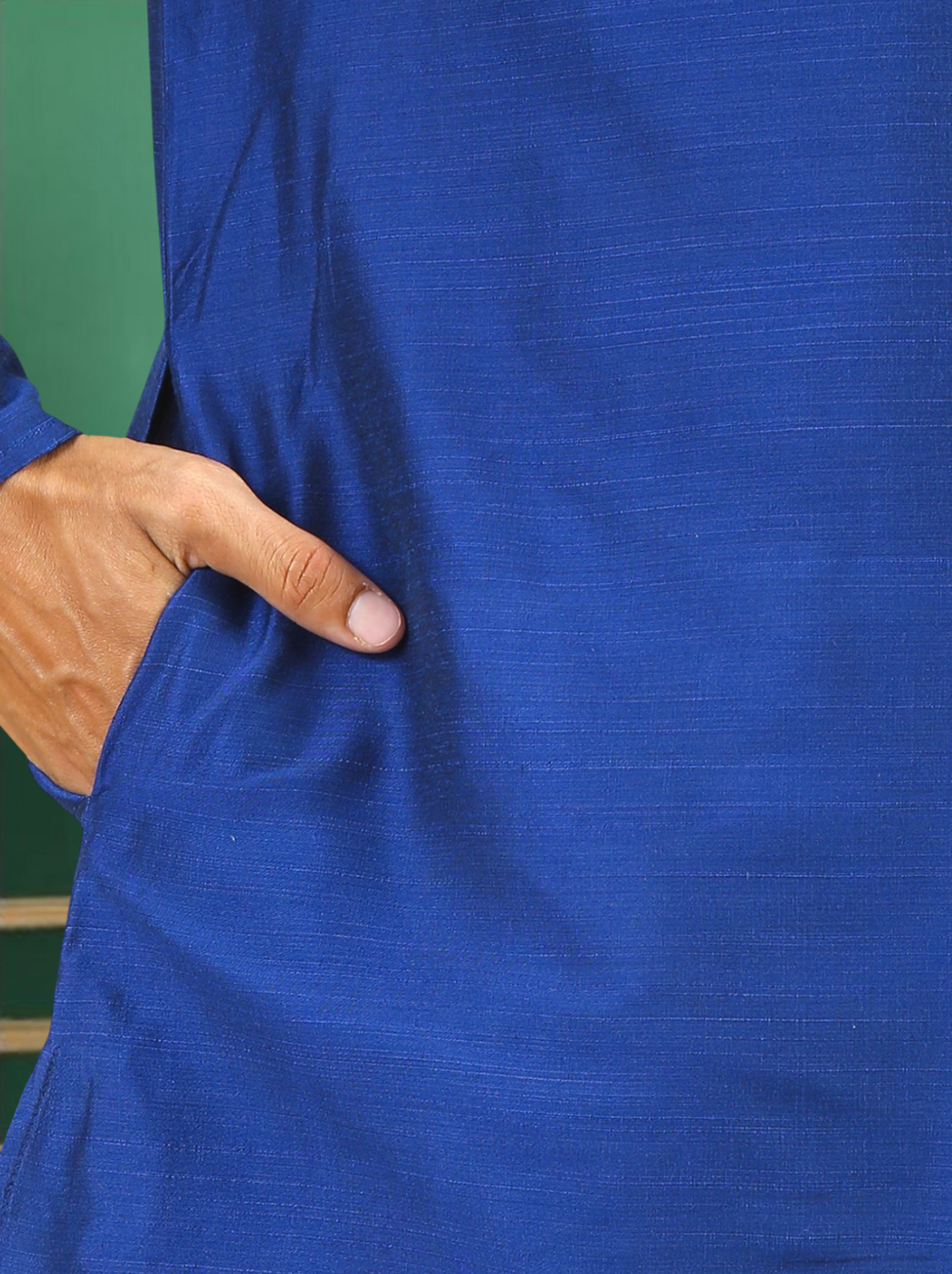 Blue Cotton Straight Short Kurta