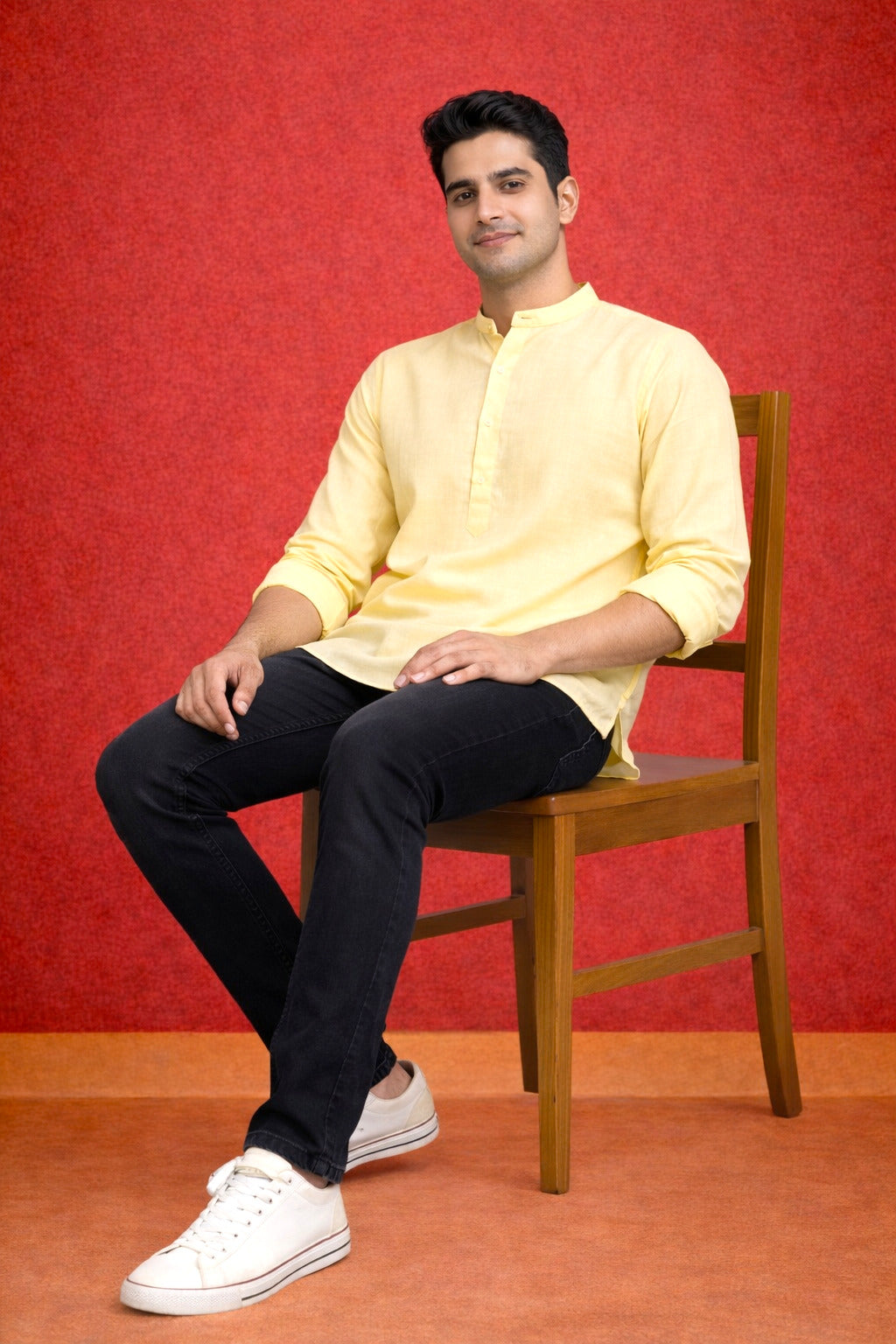 Tattva Men Premium Cotton Printed Straight Kurta