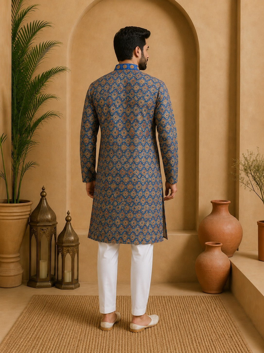 Tattva Men Ethnic Motifs Printed Regular Thread Work Kurta with Pyjamas