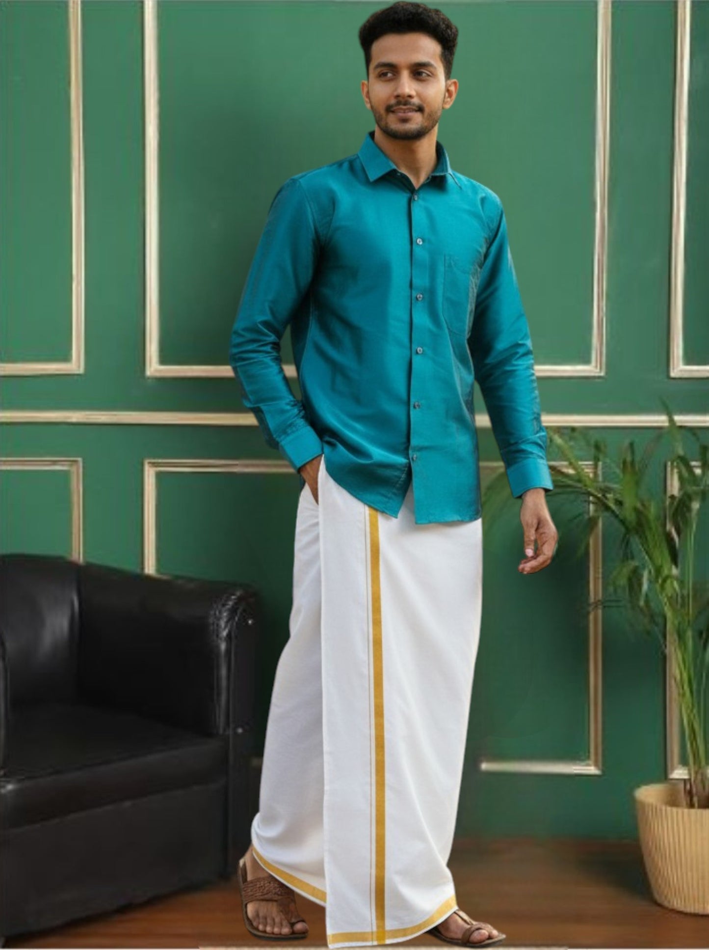 Tattva Mens Blue Colour Solid Party Shirt