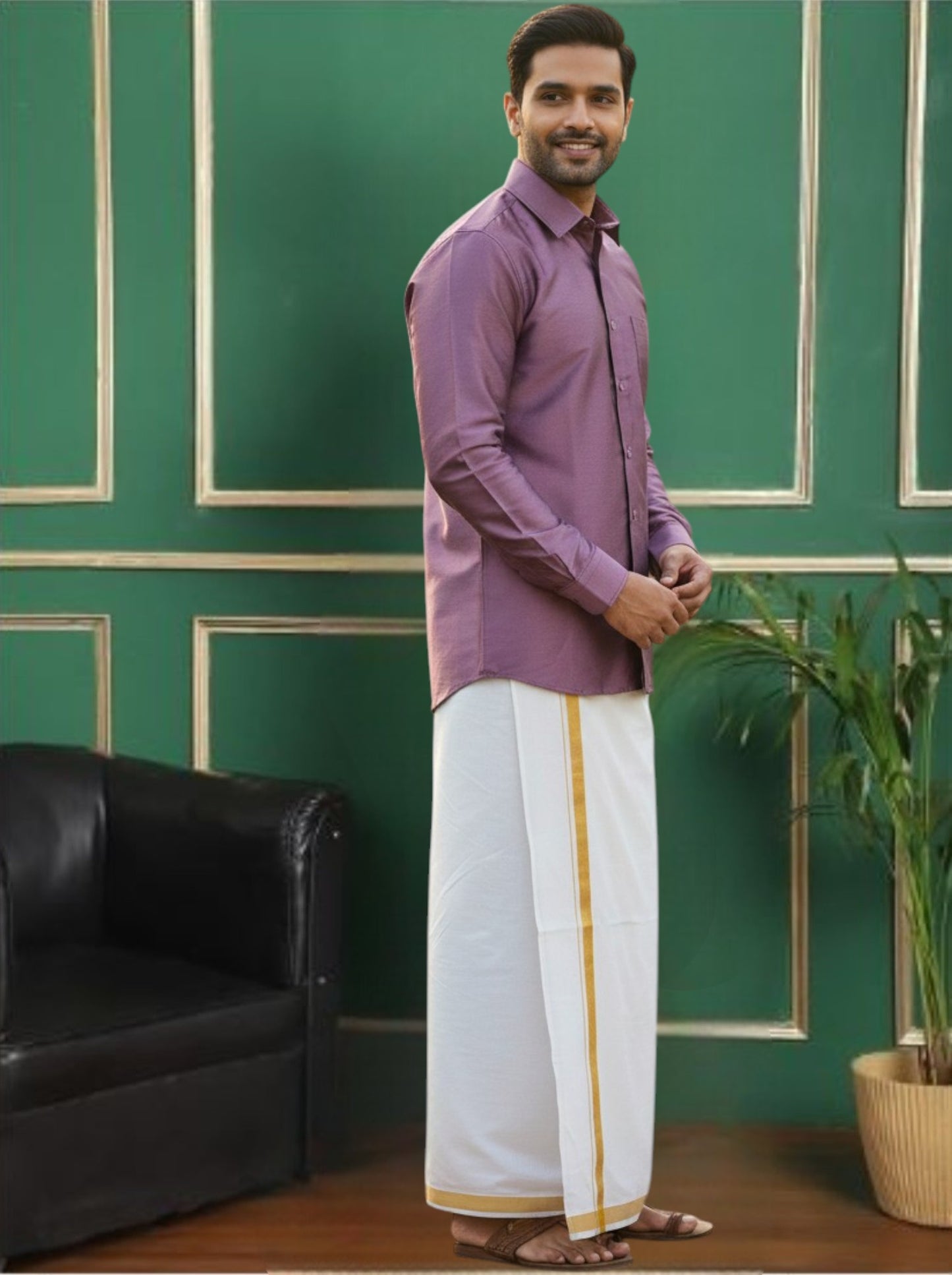 Tattva Mens Purple Solid Shirt