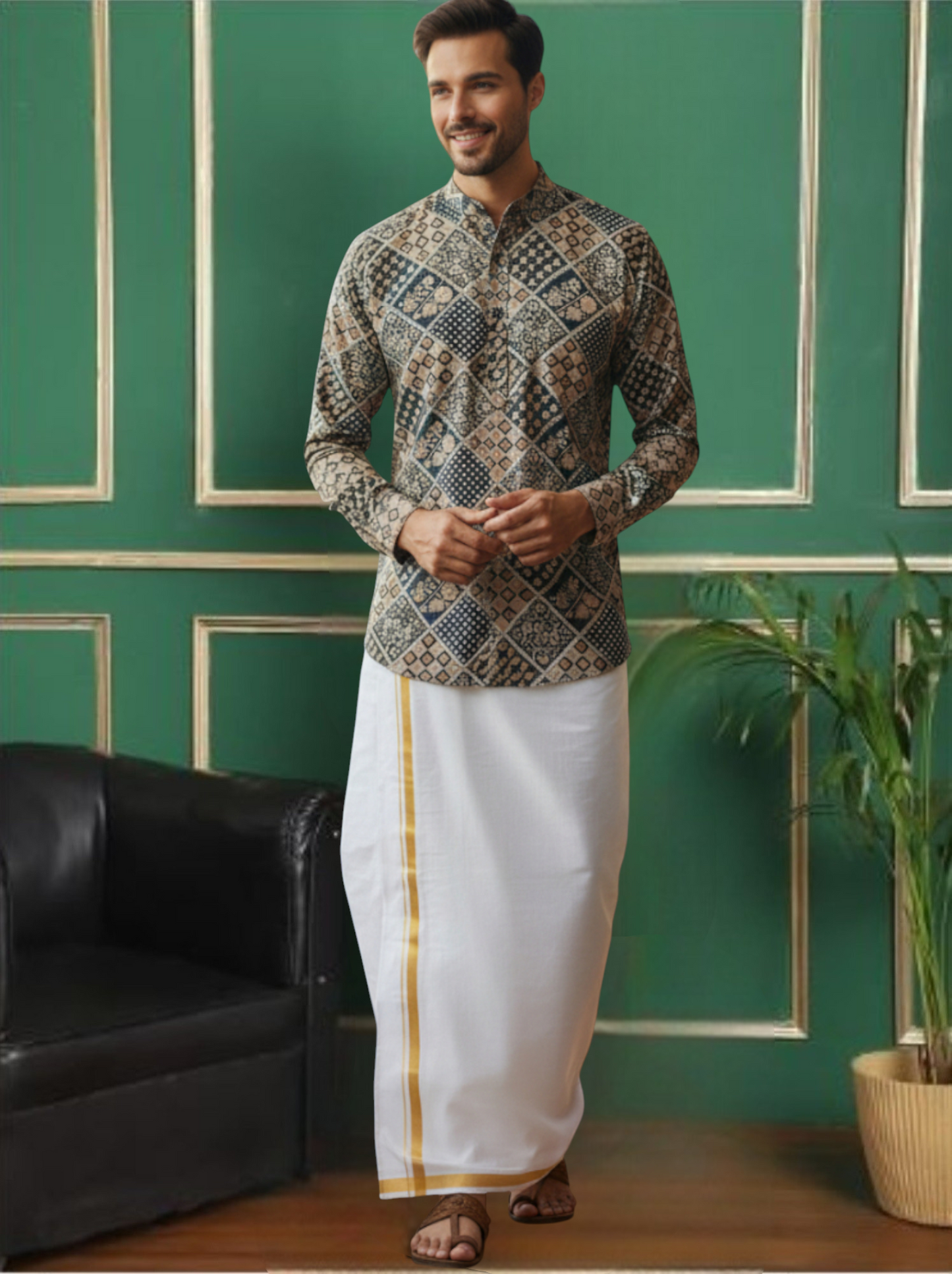 Tattva Men Printed Super Short Kurta