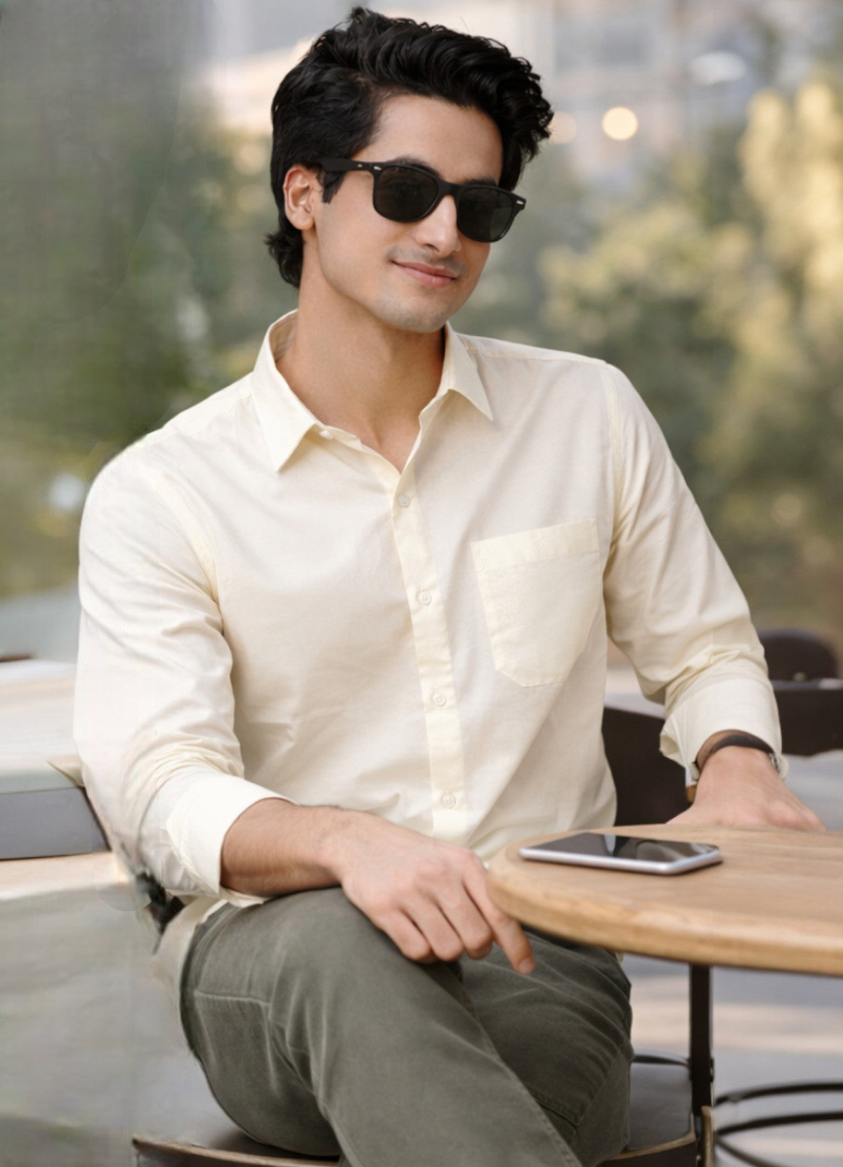 Tattva Men Solid Premium Polyester Casual Shirt