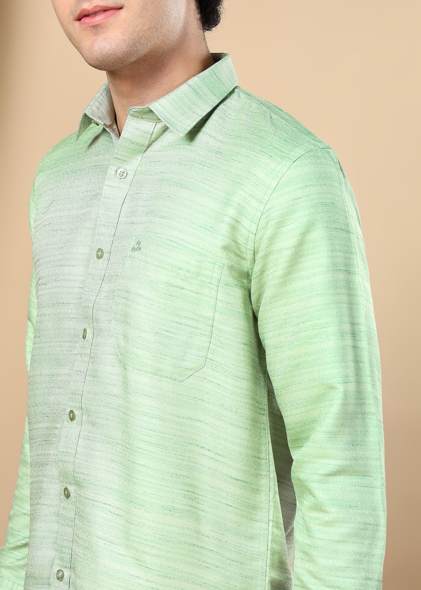 Tattva Men Green Striped Shirt