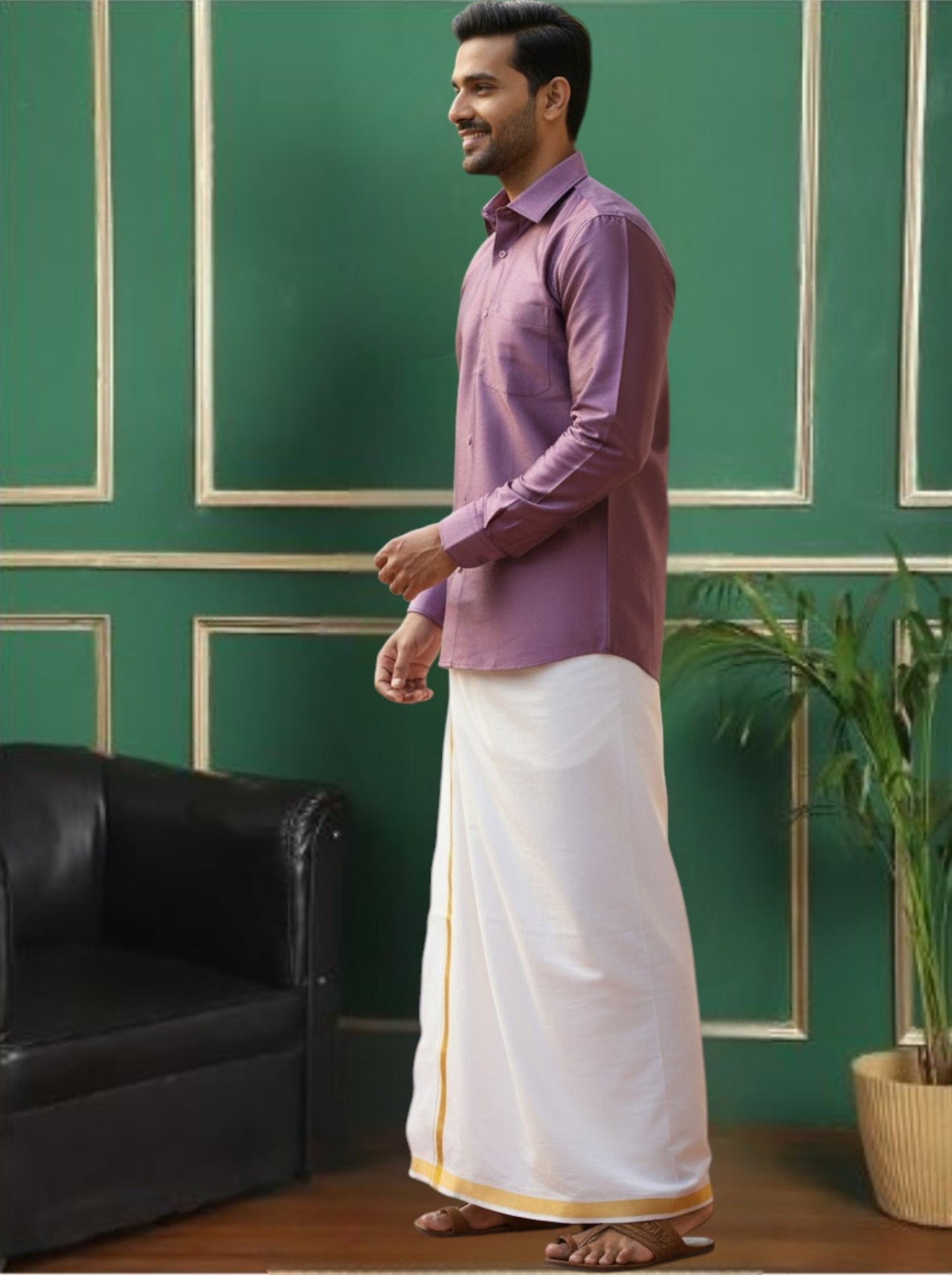 Tattva Mens Purple Solid Shirt