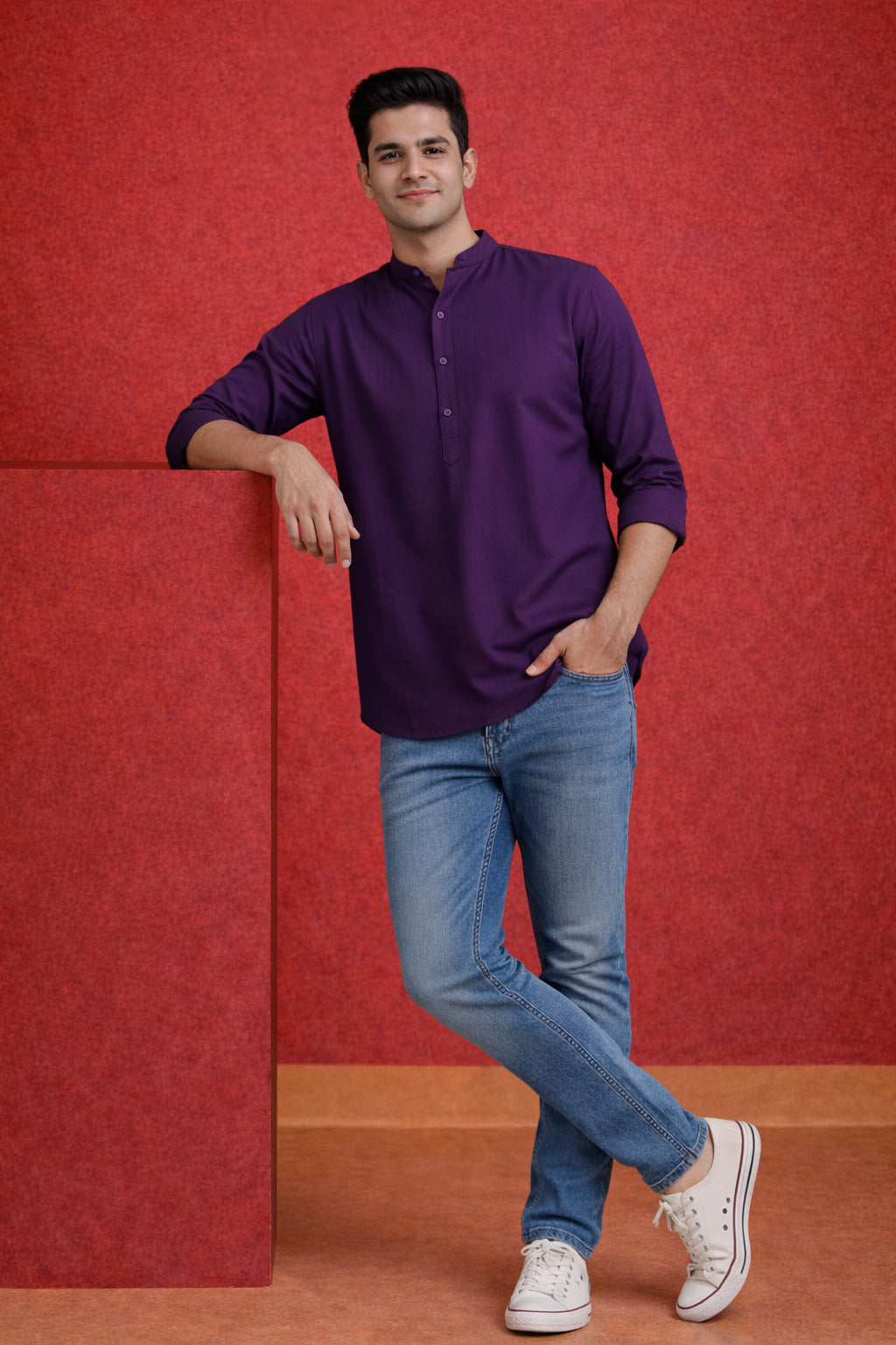 Tattva Men Premium Cotton Printed Straight Kurta