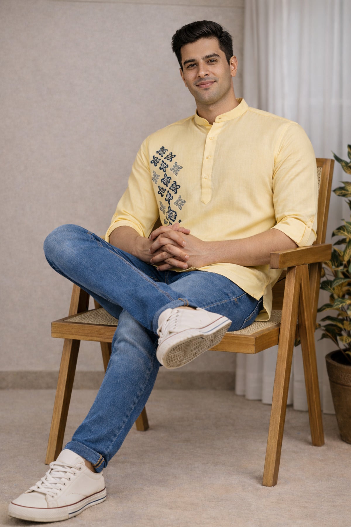 Tattva Men Premium Cotton Printed Straight Kurta