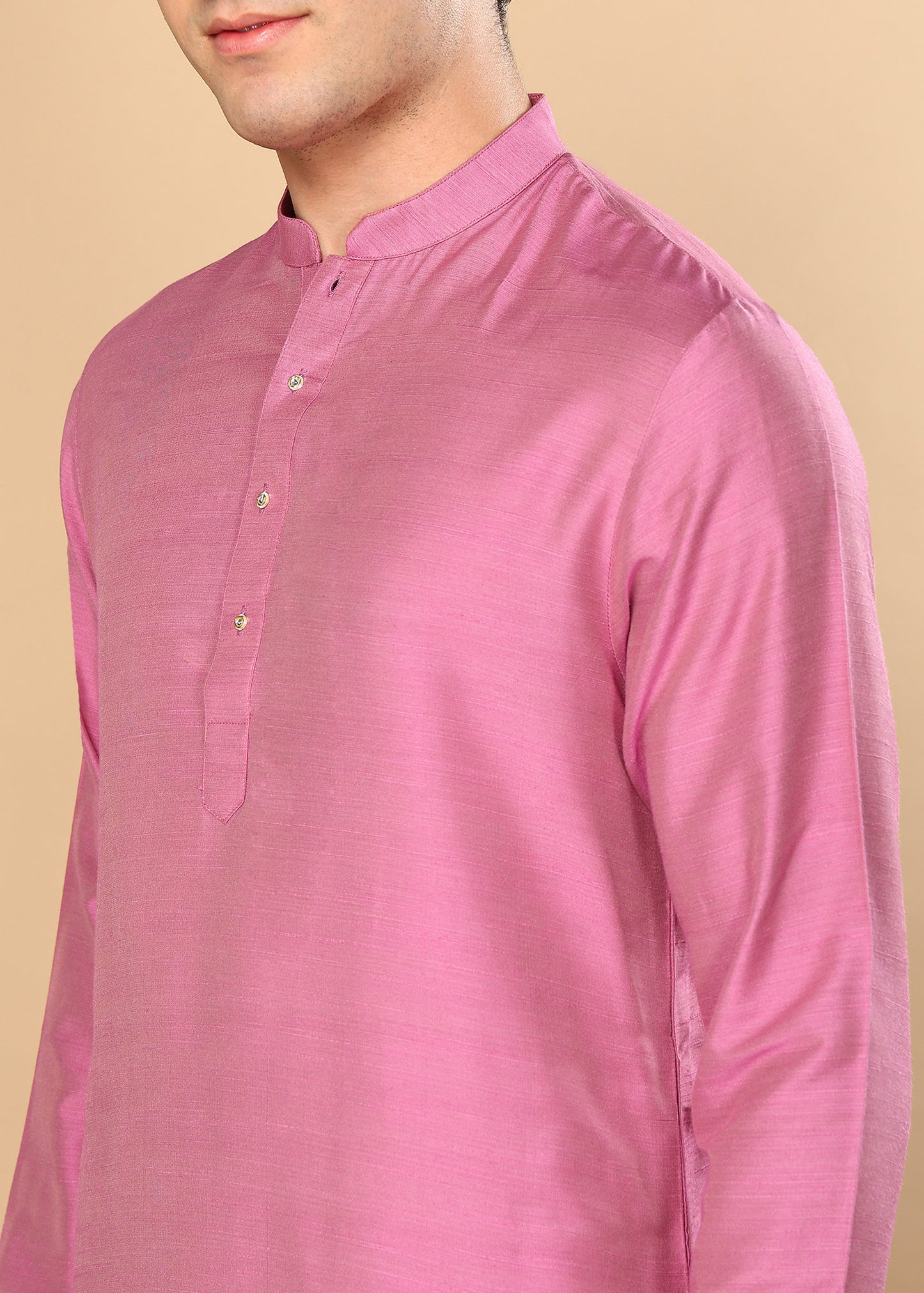 Tattva Pink Solid Short Straight Kurta