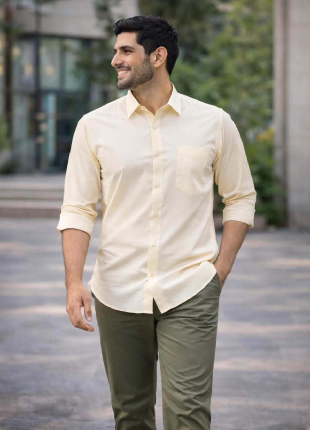 Tattva Men Solid Premium Polyester Casual Shirt
