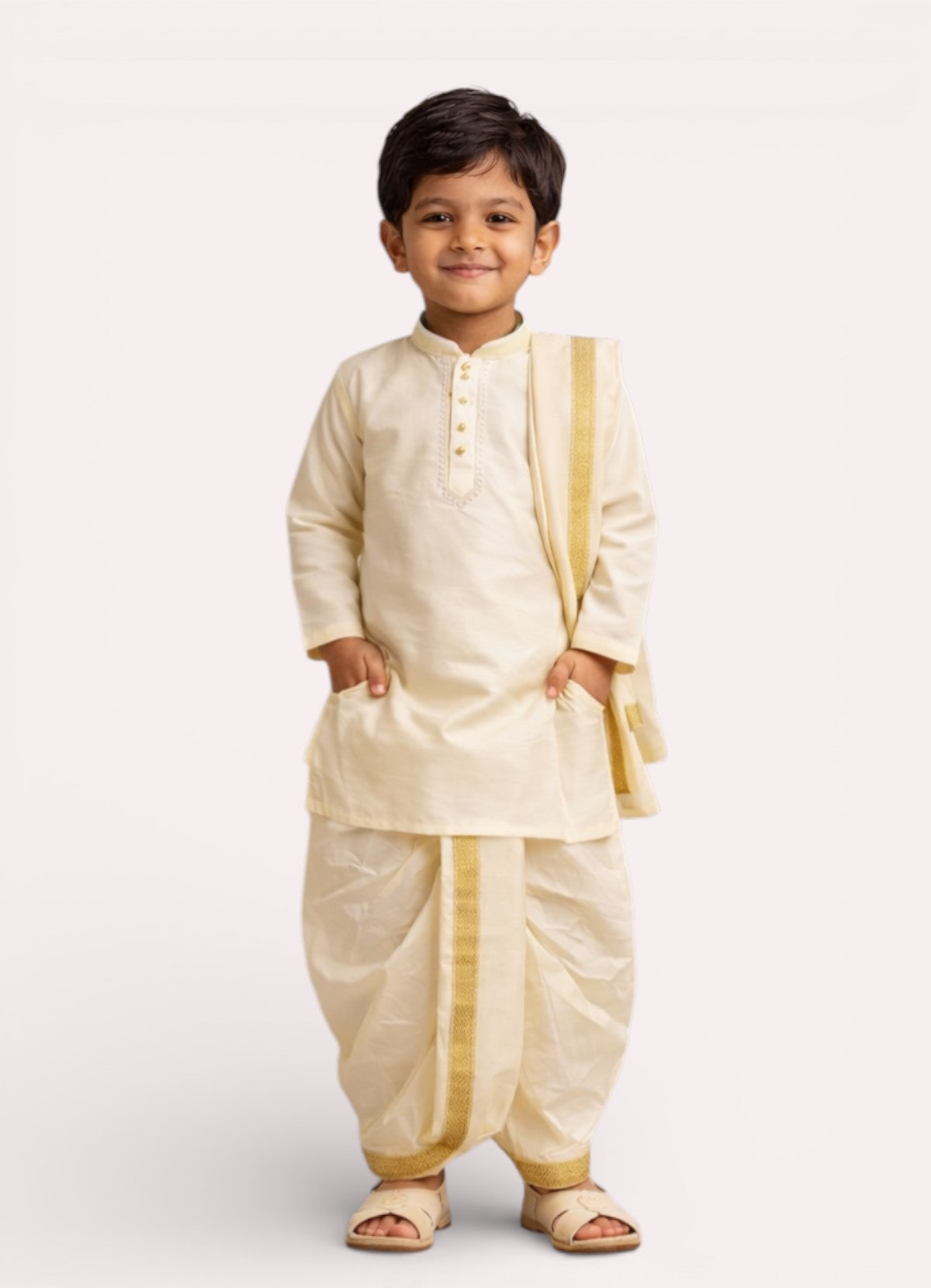 Tattva Boys Art Silk Kurta Dhoti Set
