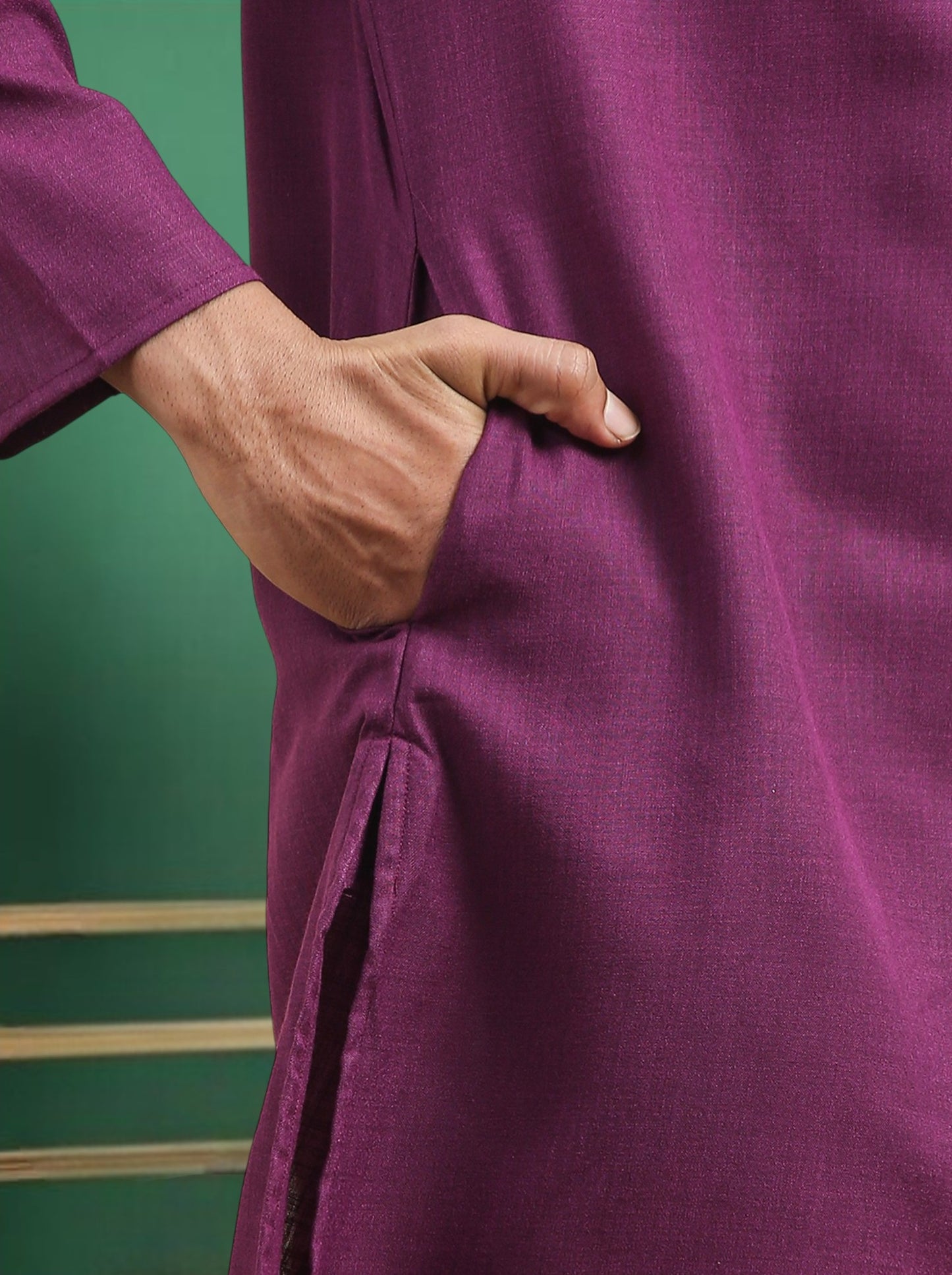 Tattva Purple Toned Solid Cotton Short Kurta