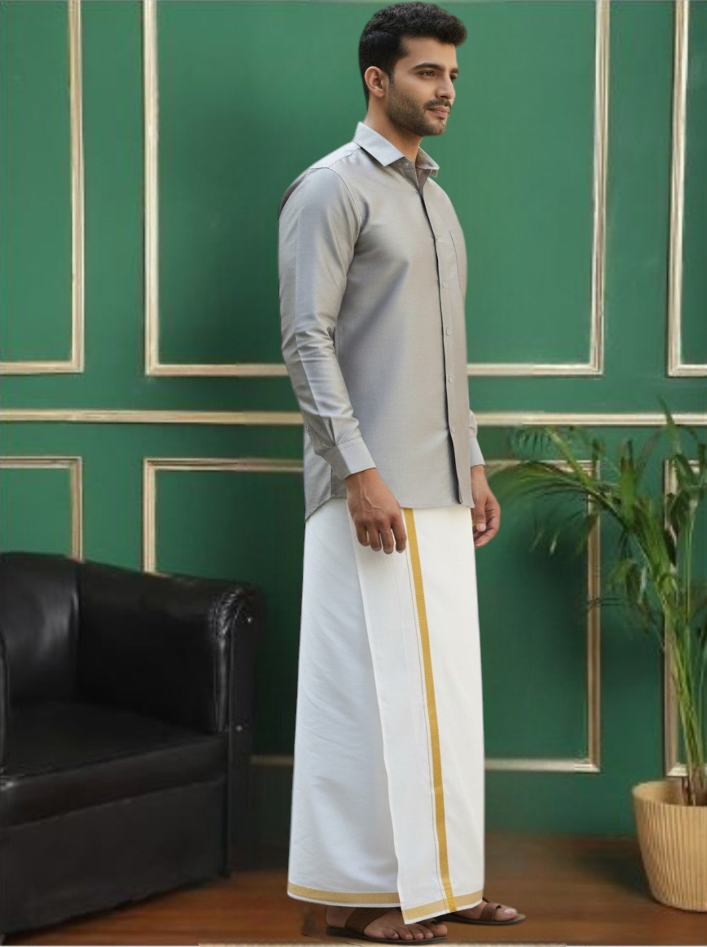 Tattva Mens Silver Colour Solid Shirt