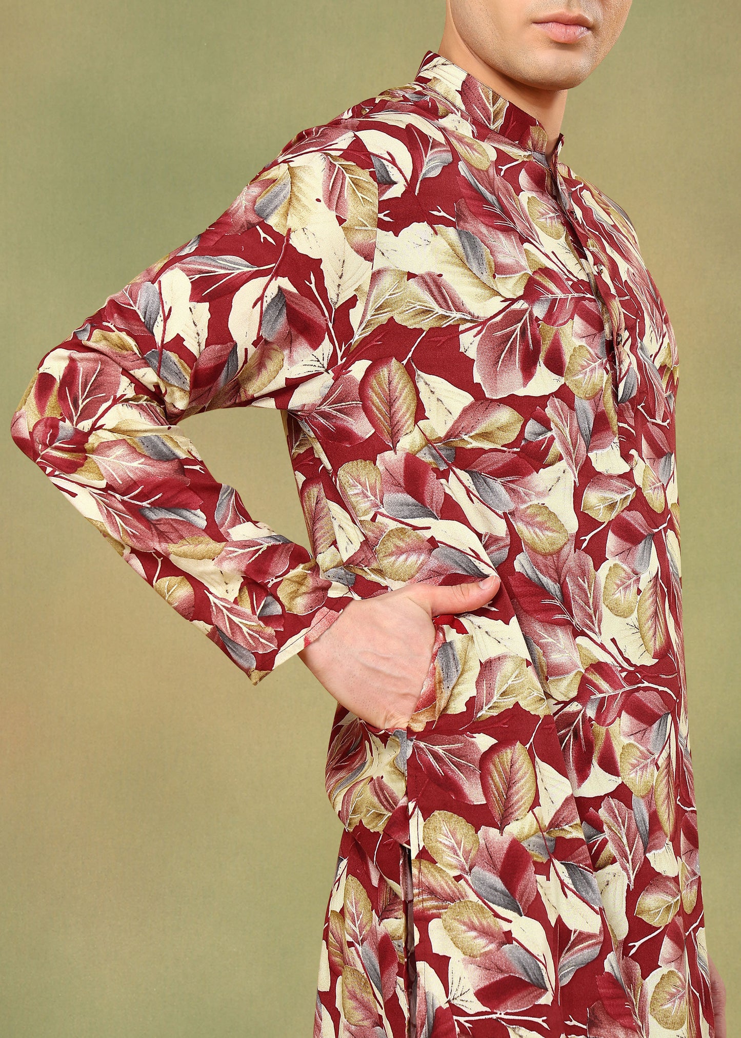 Tattva Men Floral Printed Cotton Kurta Set