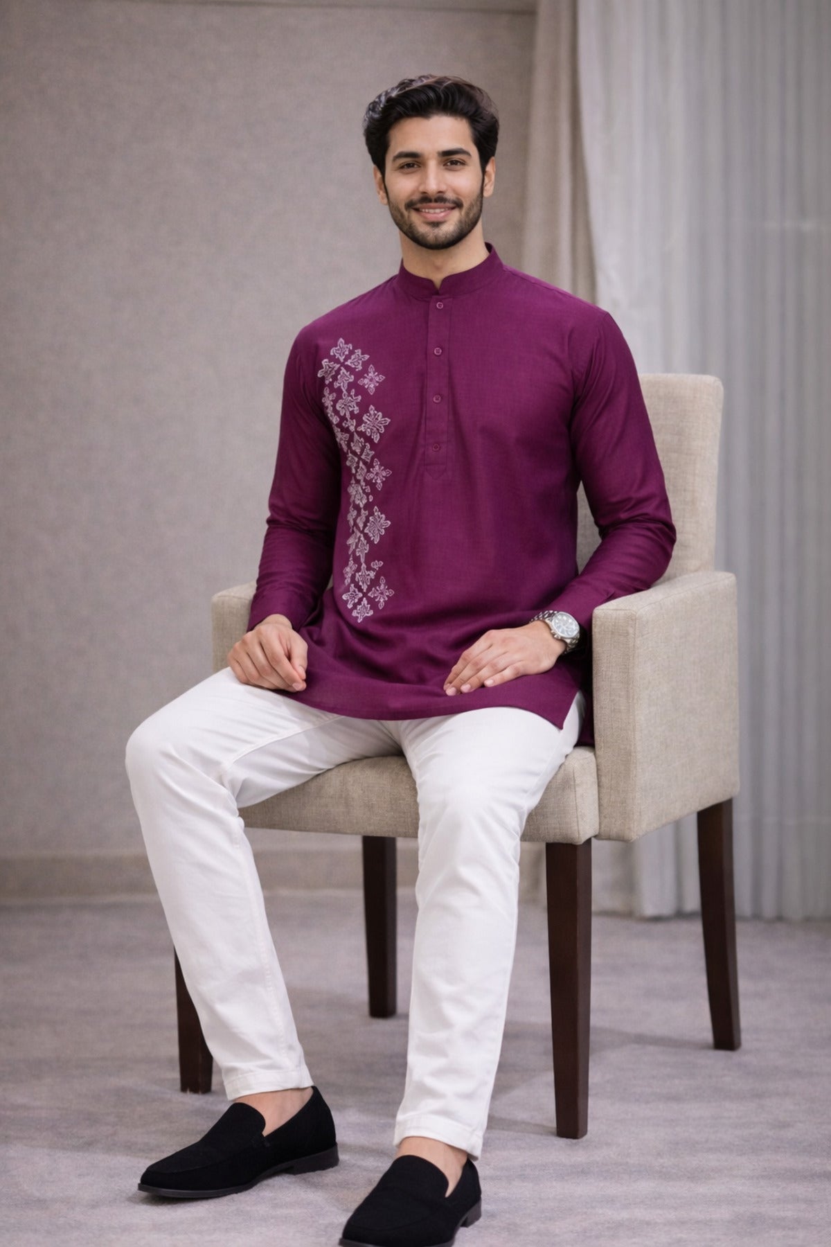 Tattva Men Premium Cotton Printed Straight Kurta