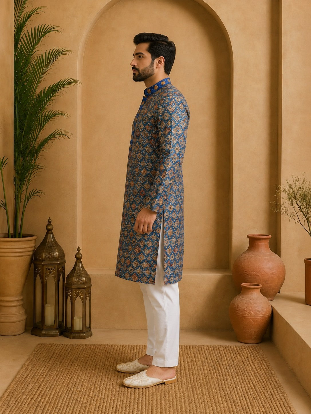Tattva Men Ethnic Motifs Printed Regular Thread Work Kurta with Pyjamas