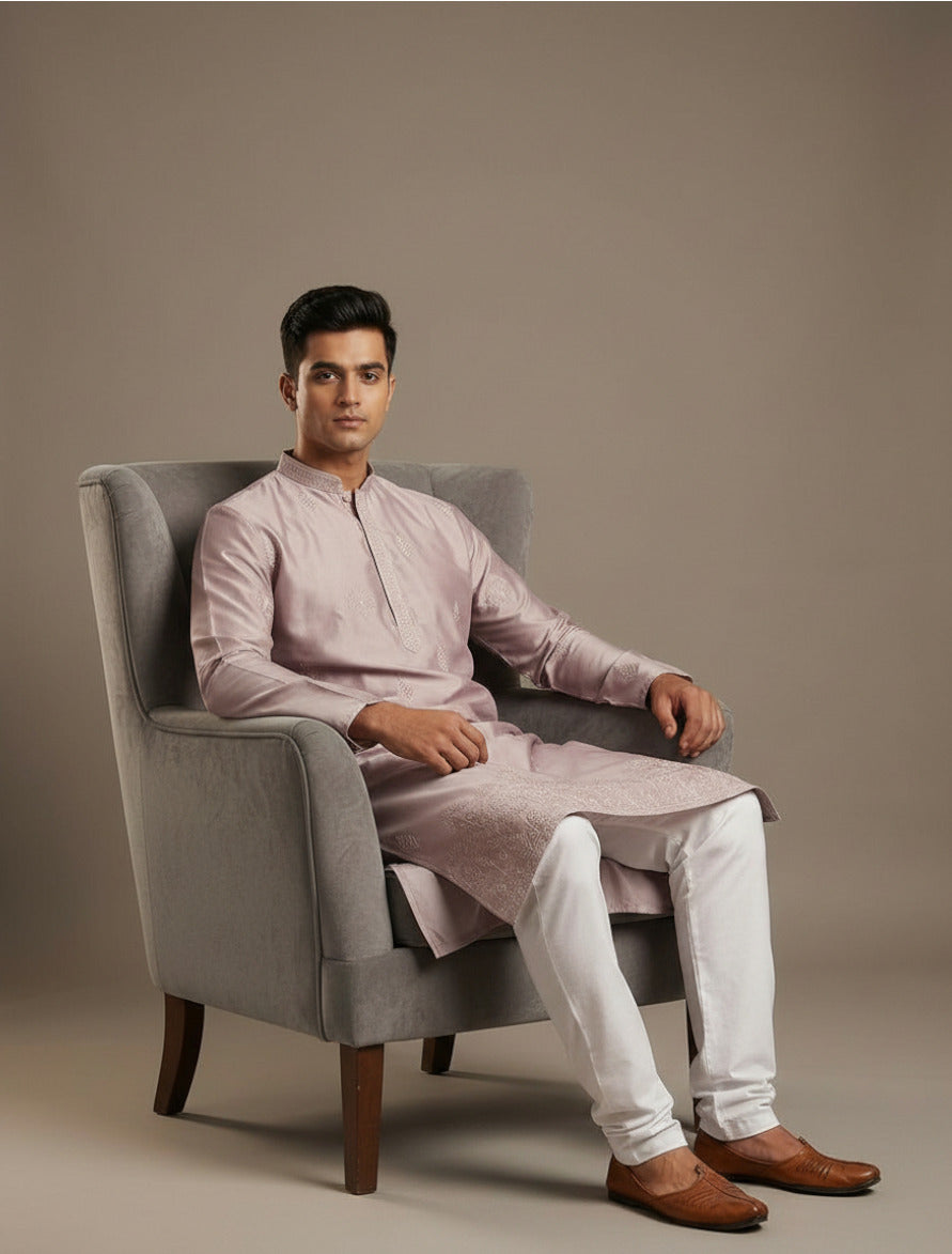 Tattva Men Embroidered Threadwork Kurta with Pyjama