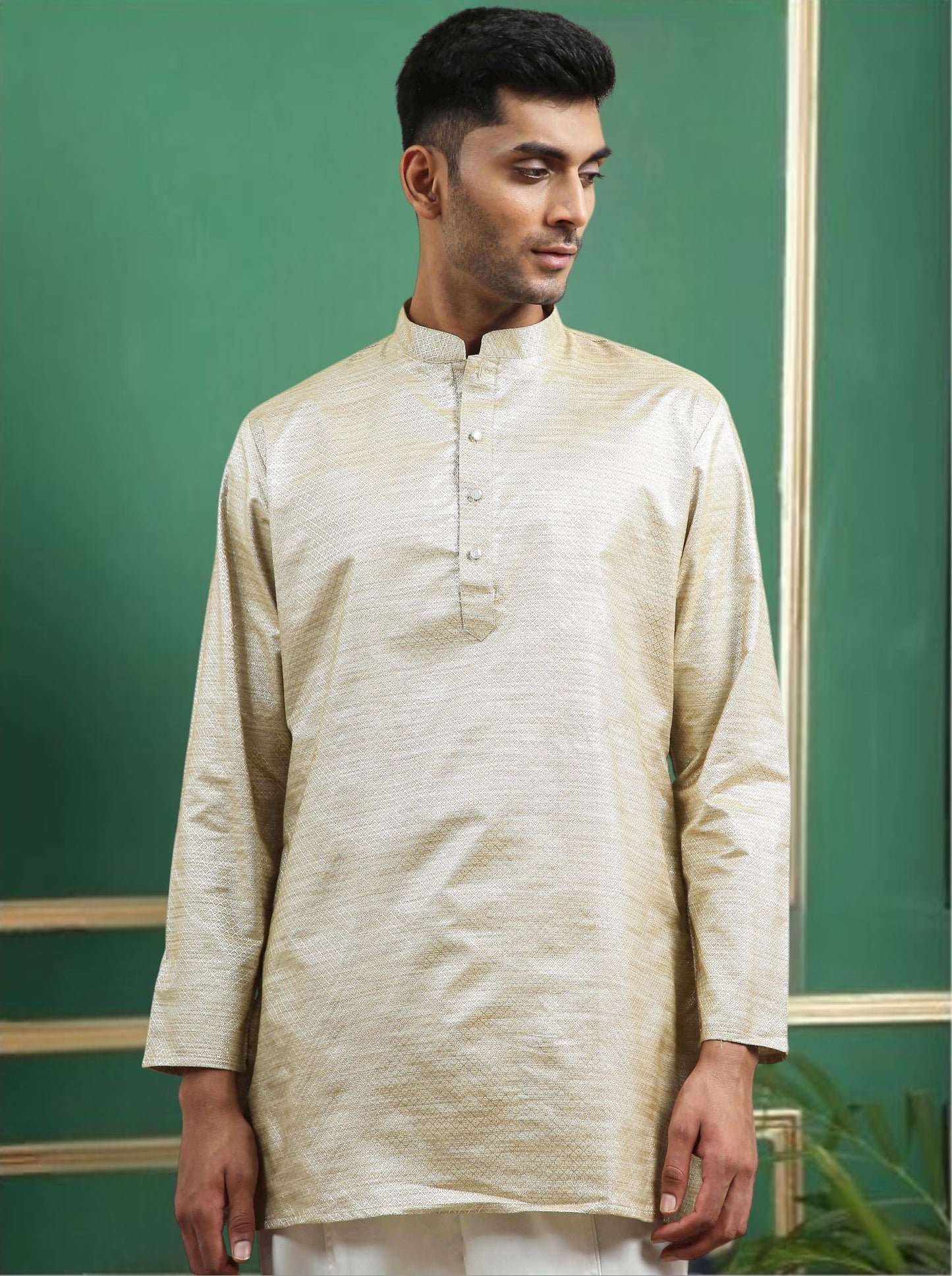 Tattva Mellow Toned jaquard Polyster Short Kurta