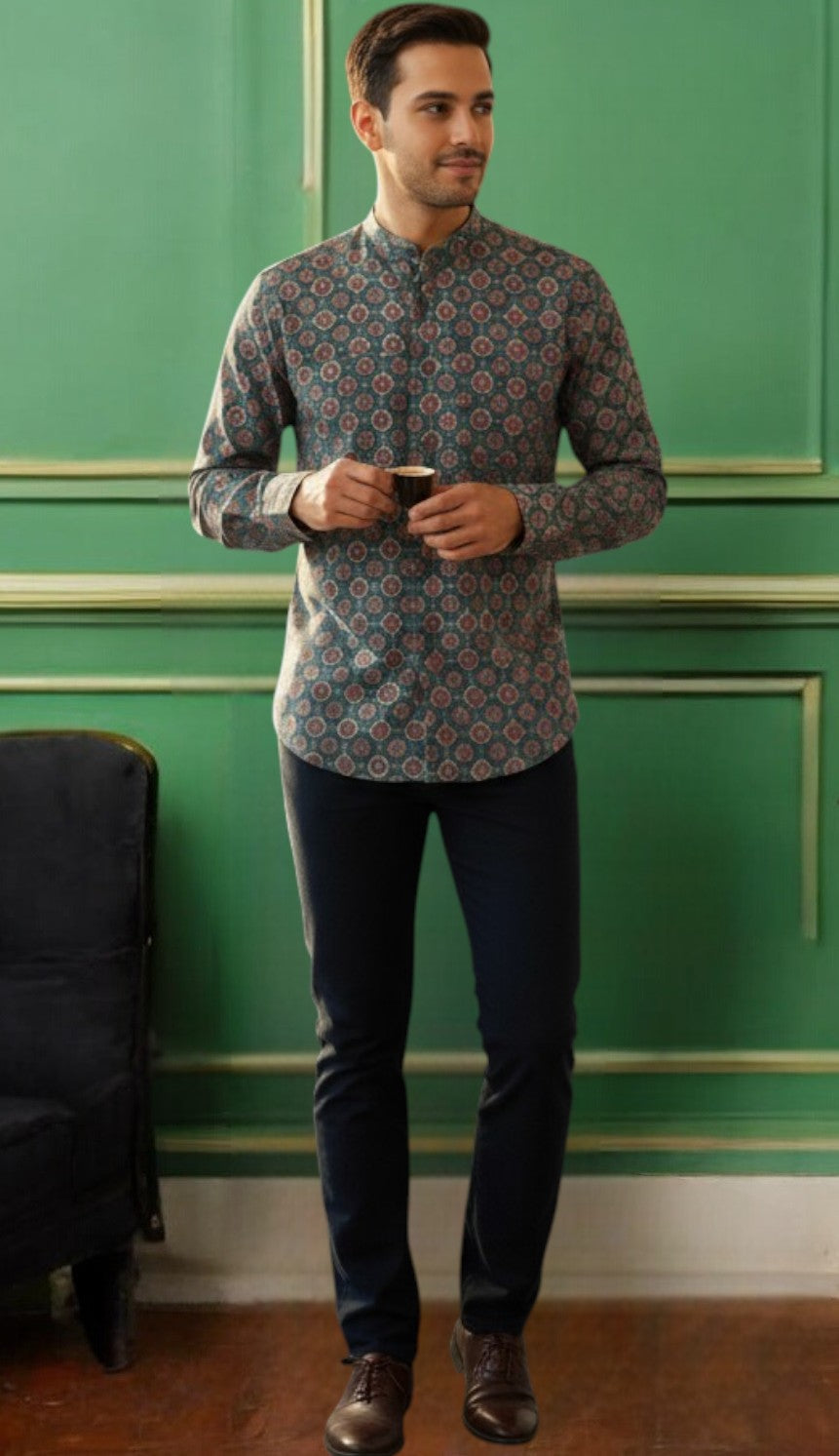 Tattva Men Printed Super Short Kurta