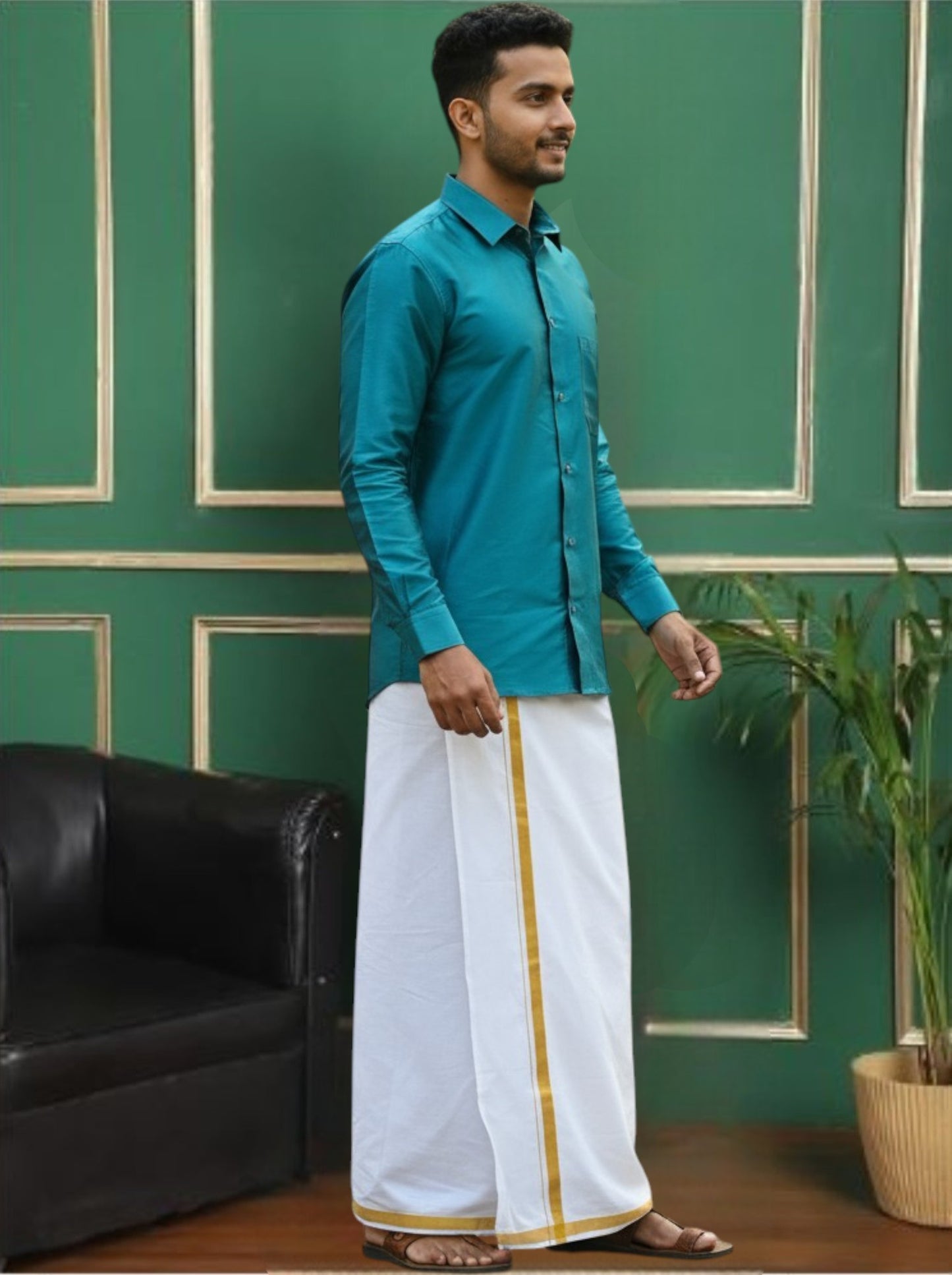 Tattva Mens Blue Colour Solid Party Shirt