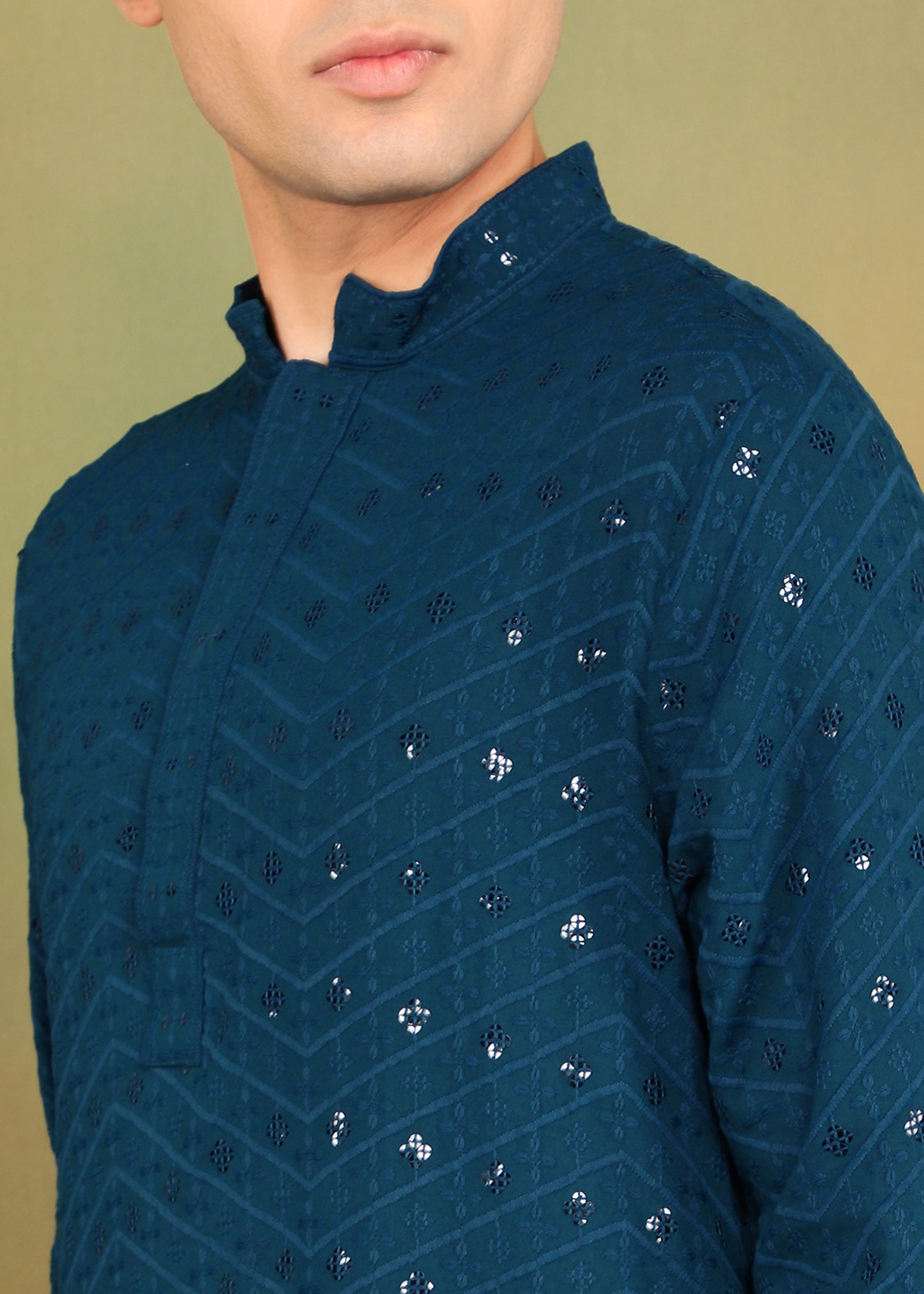 Tattva Men Dark Blue Short Kurta