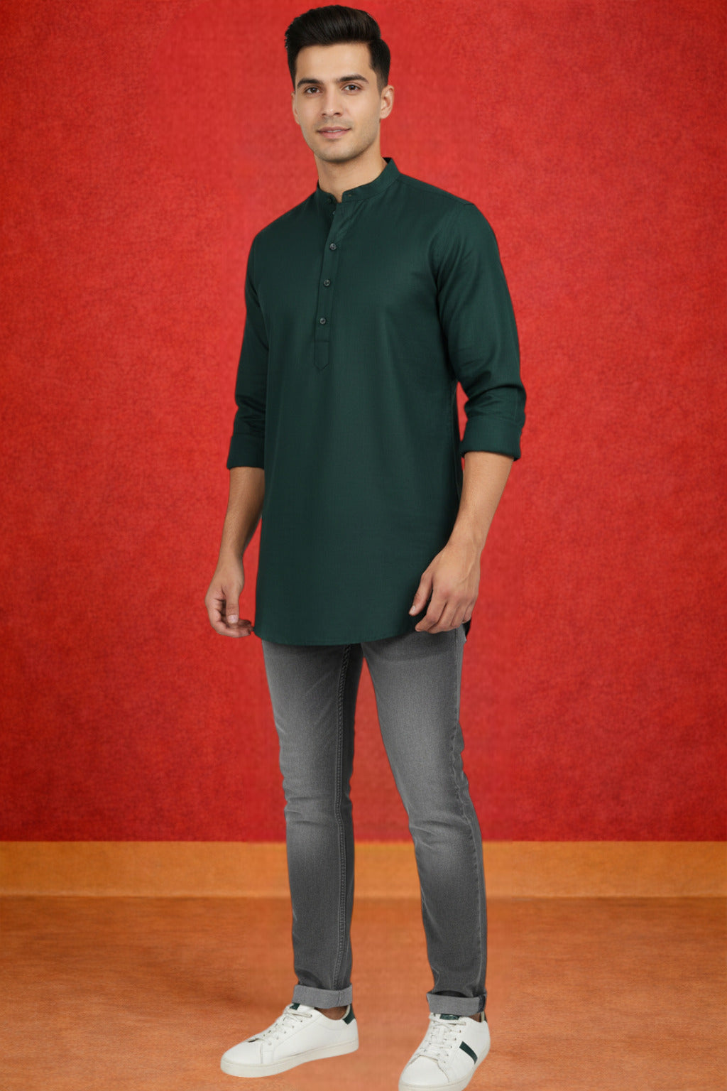 Tattva Men Premium Cotton Printed Straight Kurta
