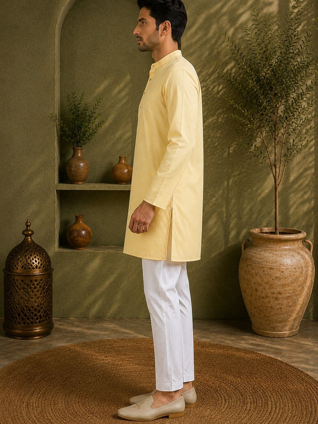 Tattva Men Premium Cotton Solid Straight Kurta