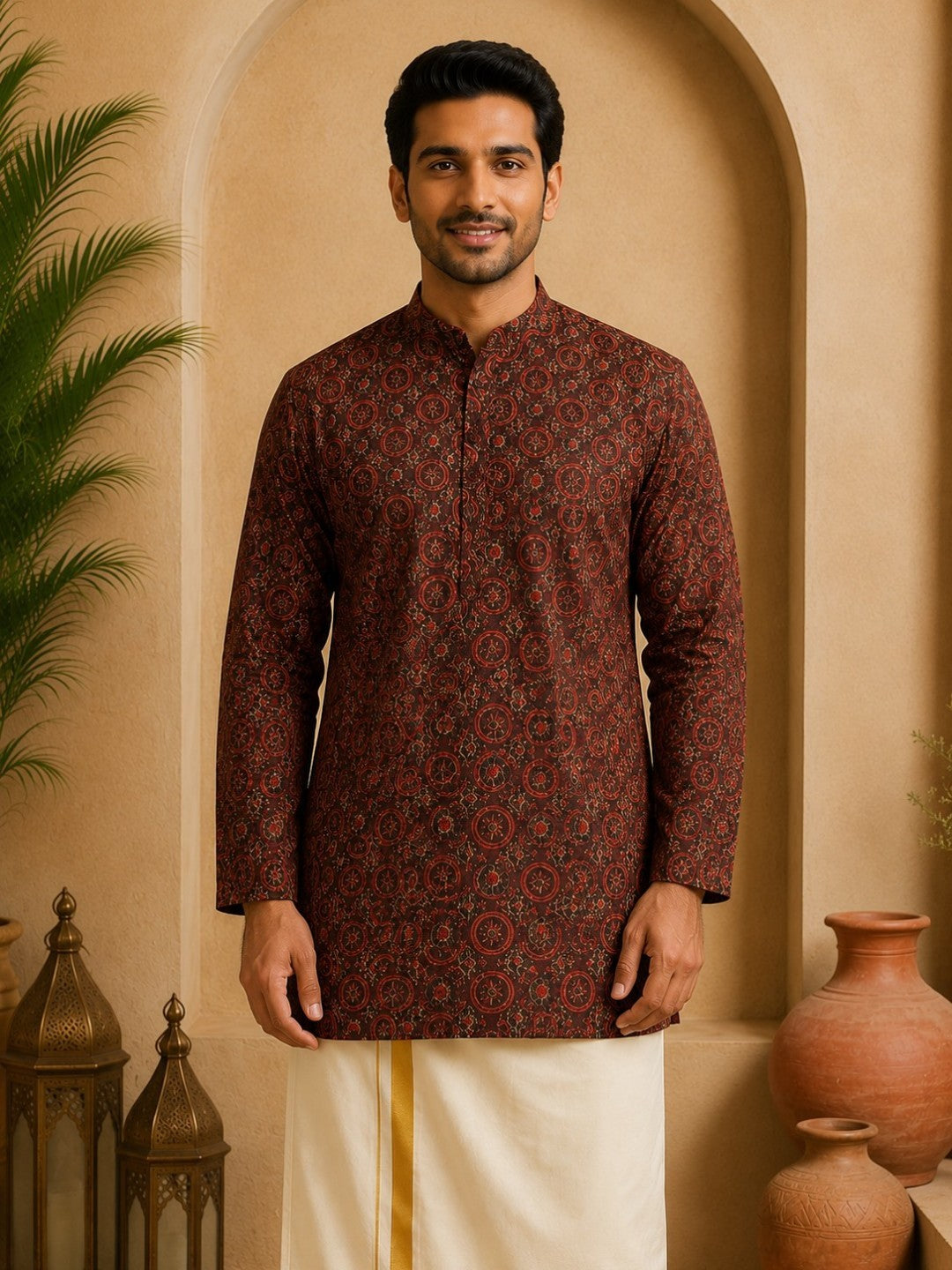 Tattva Men Printed Super Short Kurta