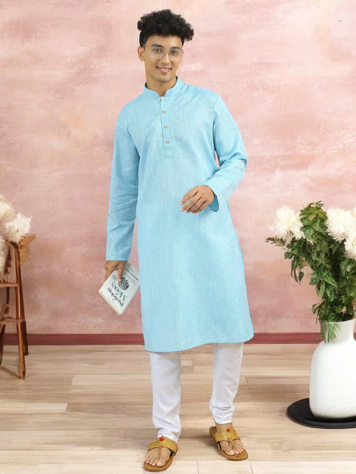 Tattva Men Cotton Blend Kurta Pyjama Set