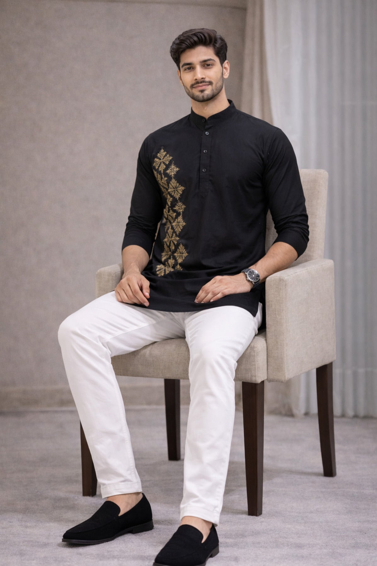 Tattva Men Premium Cotton Printed Straight Kurta