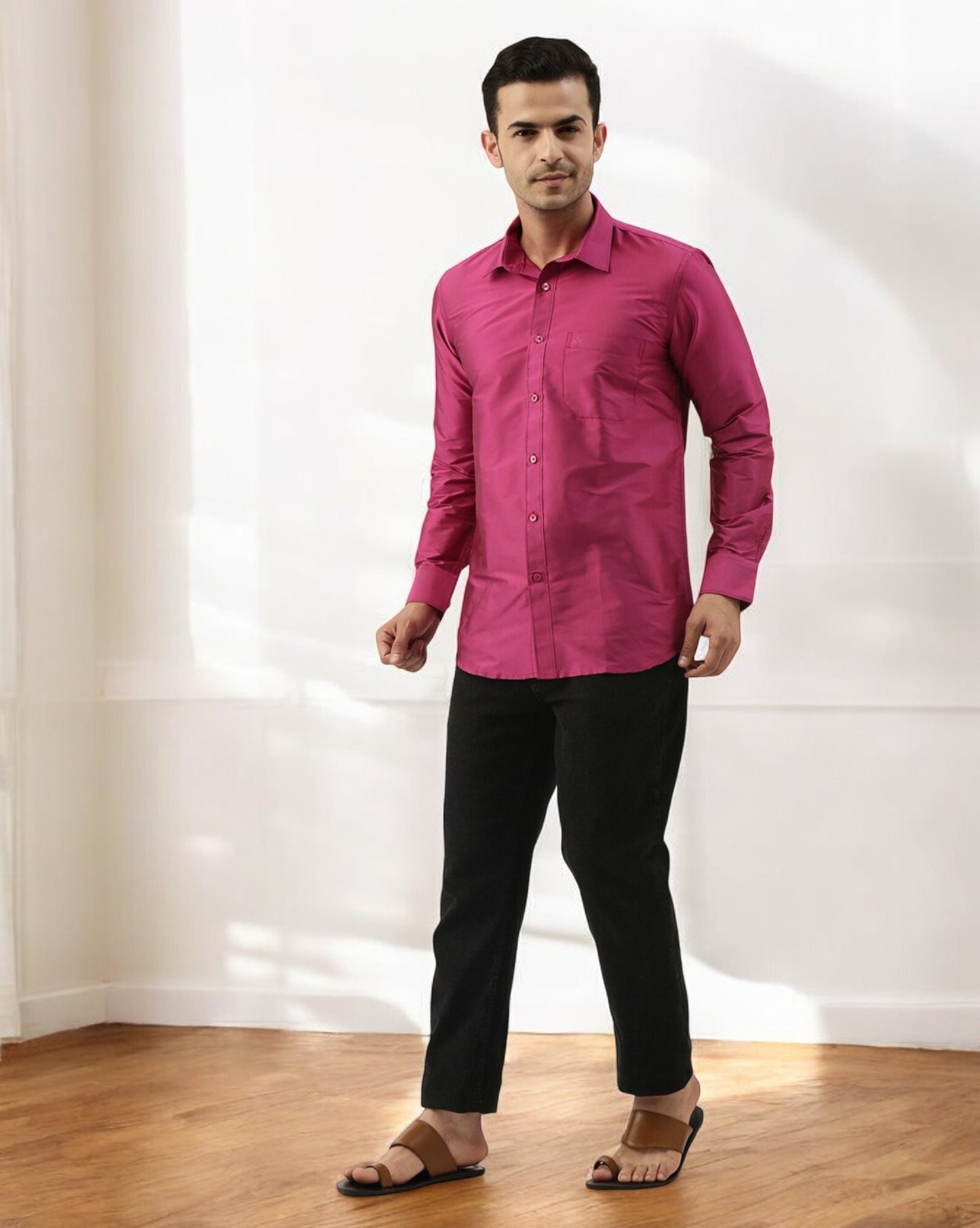 Tattva Pink Solid Regular Shirt