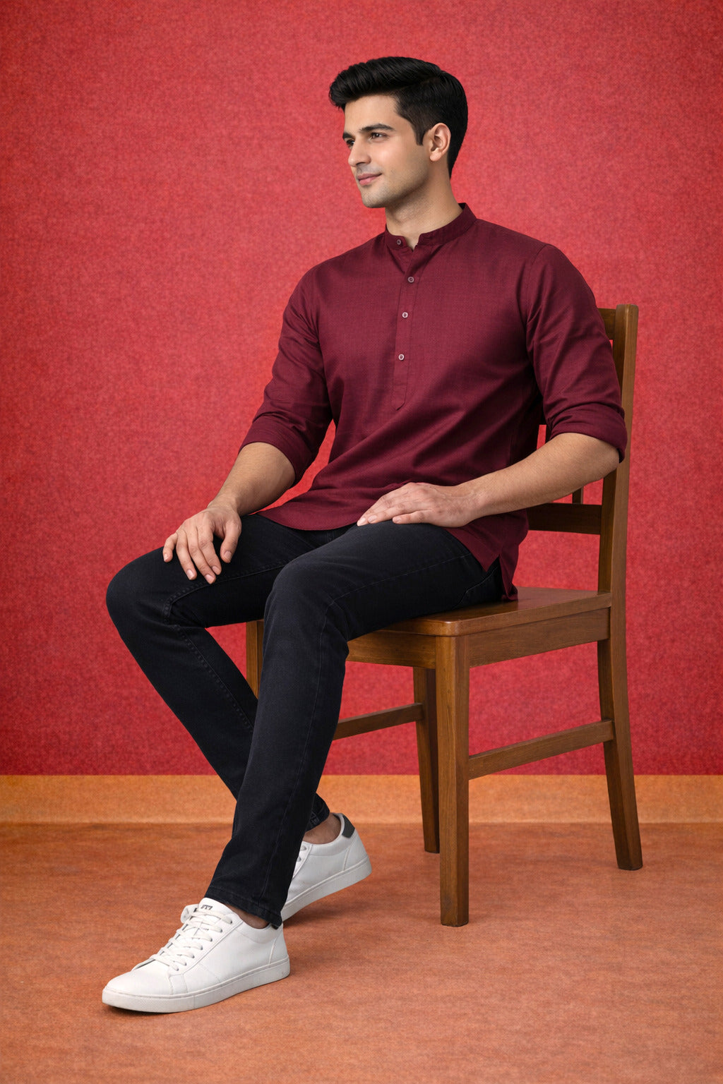 Tattva Men Premium Cotton Printed Straight Kurta