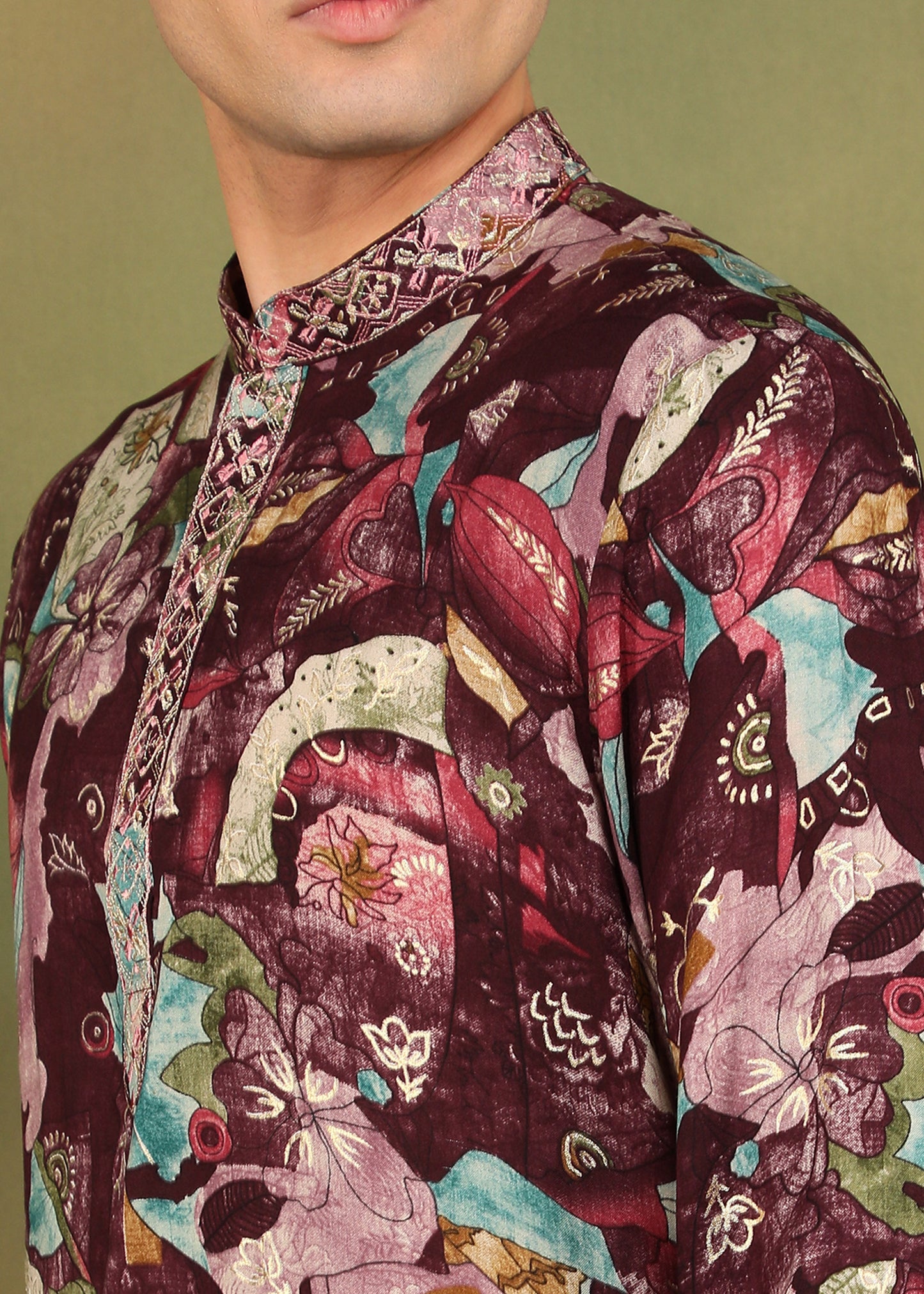 Tattva Men Floral Printed Kurta Pyjama Set