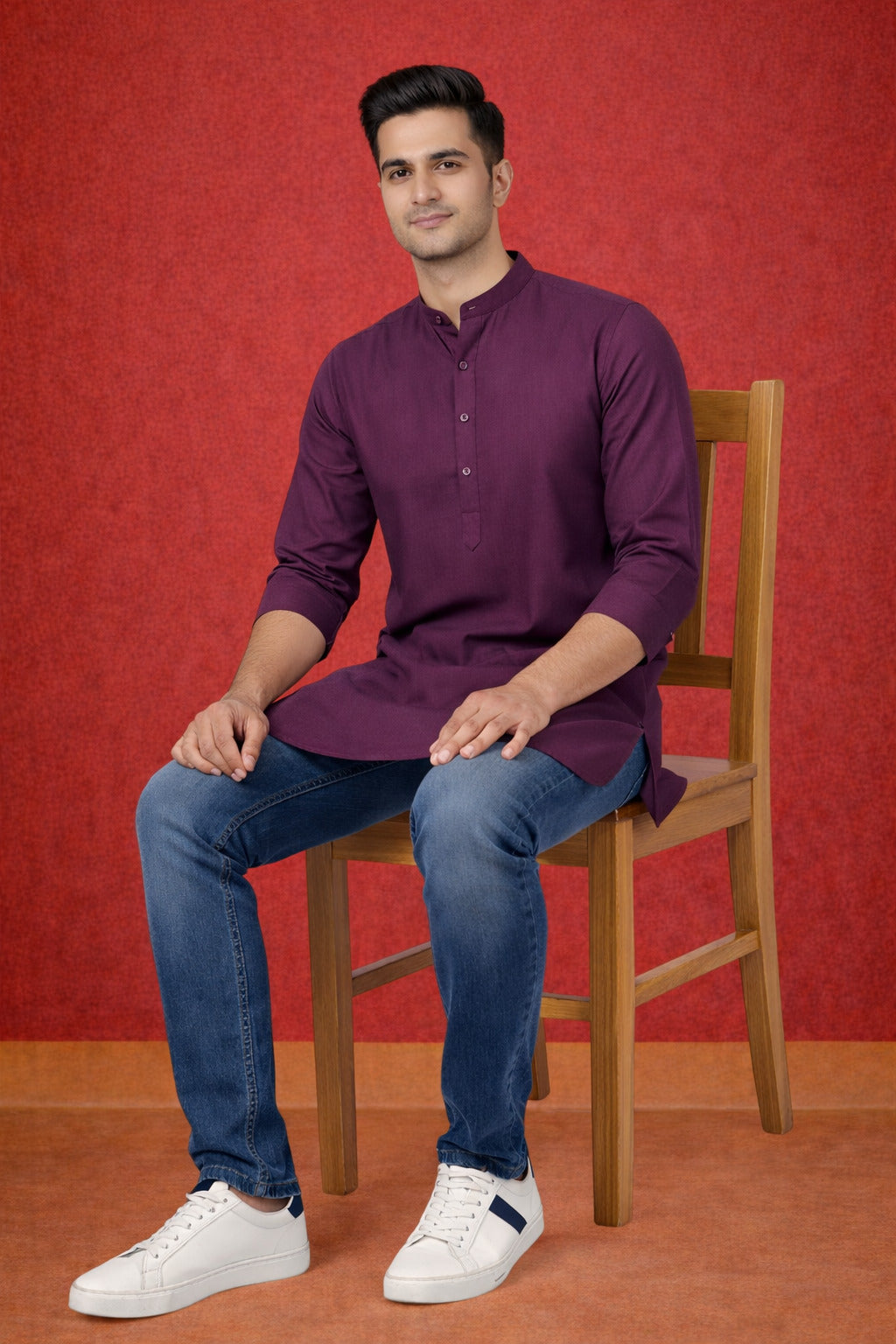 Tattva Men Premium Cotton Printed Straight Kurta