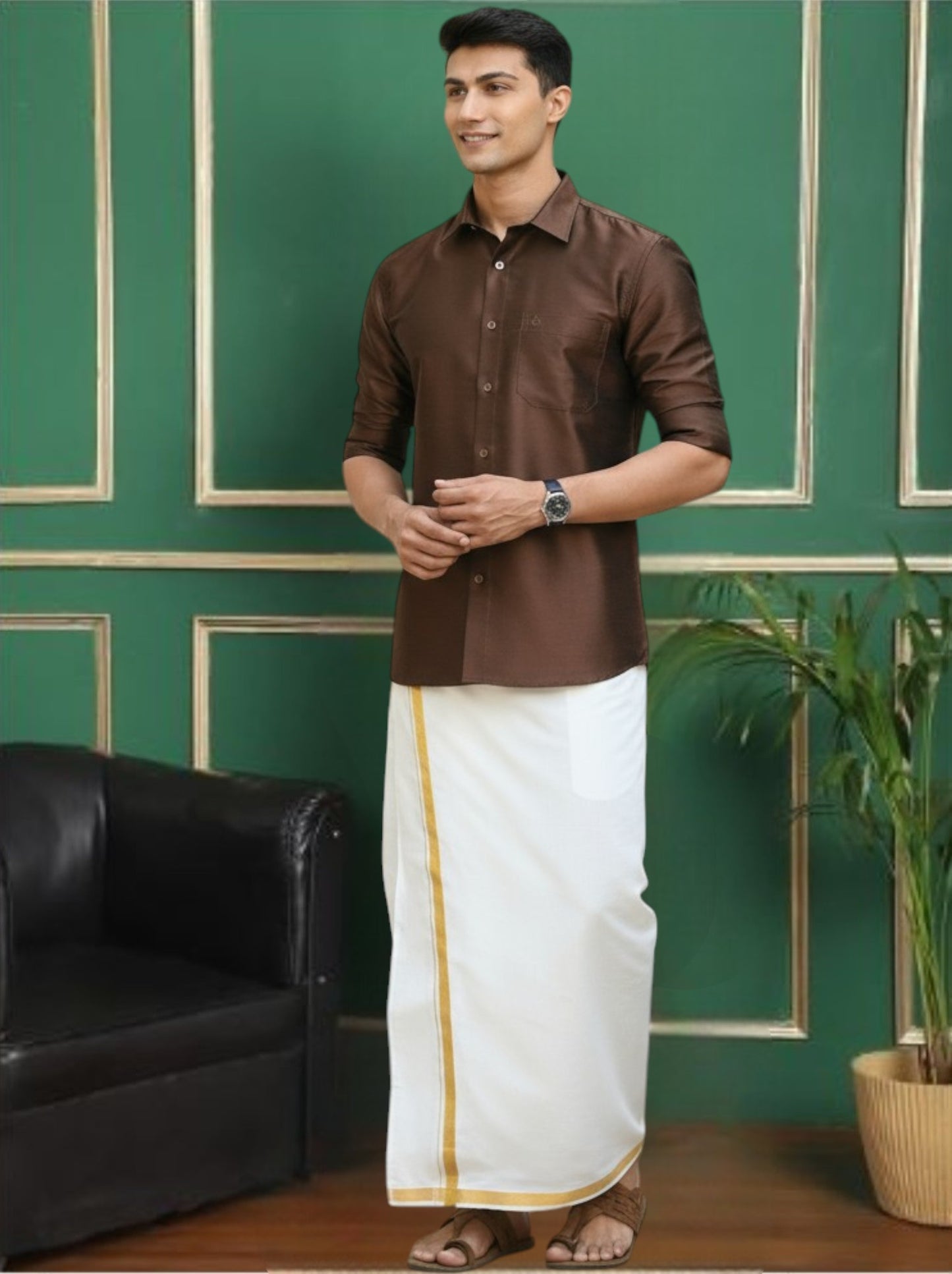 Tattva Mens Coffee Solid Shirt