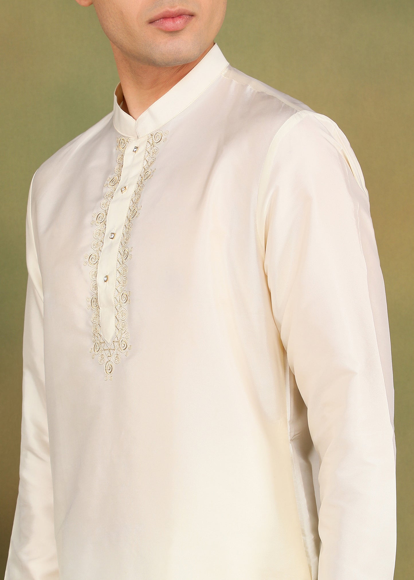 Tattva Men Cream Toned Short Kurta