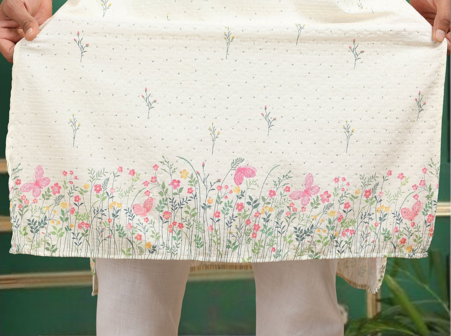 Tattva Men Ethnic Motifs and Daman Printed Sequence Threadwork Kurta Pyjama Set