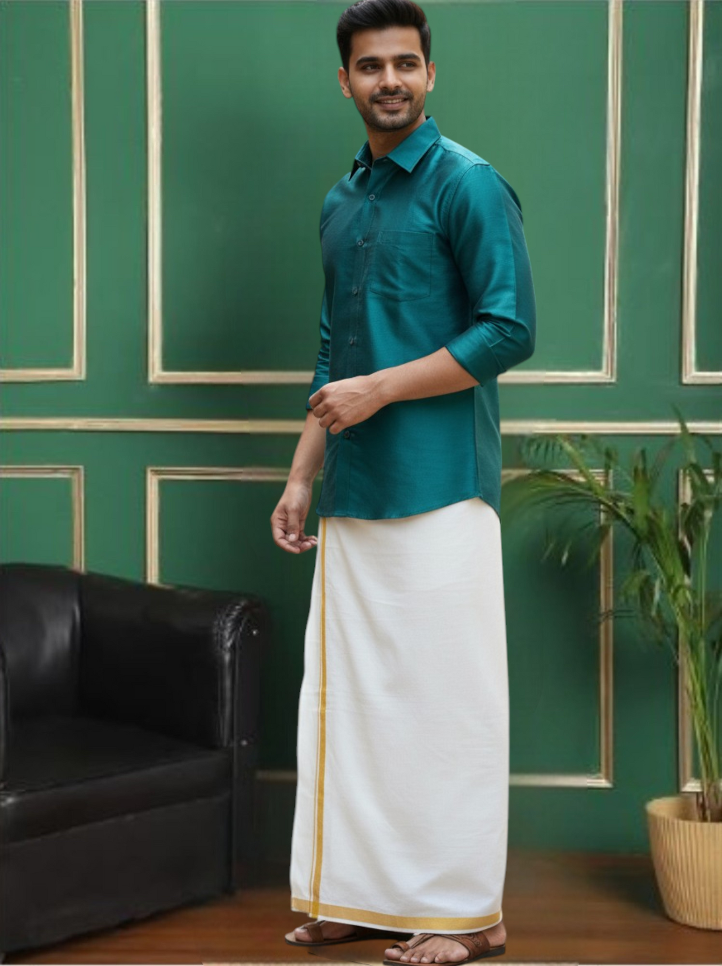 Tattva Mens Rama Green Solid Shirt